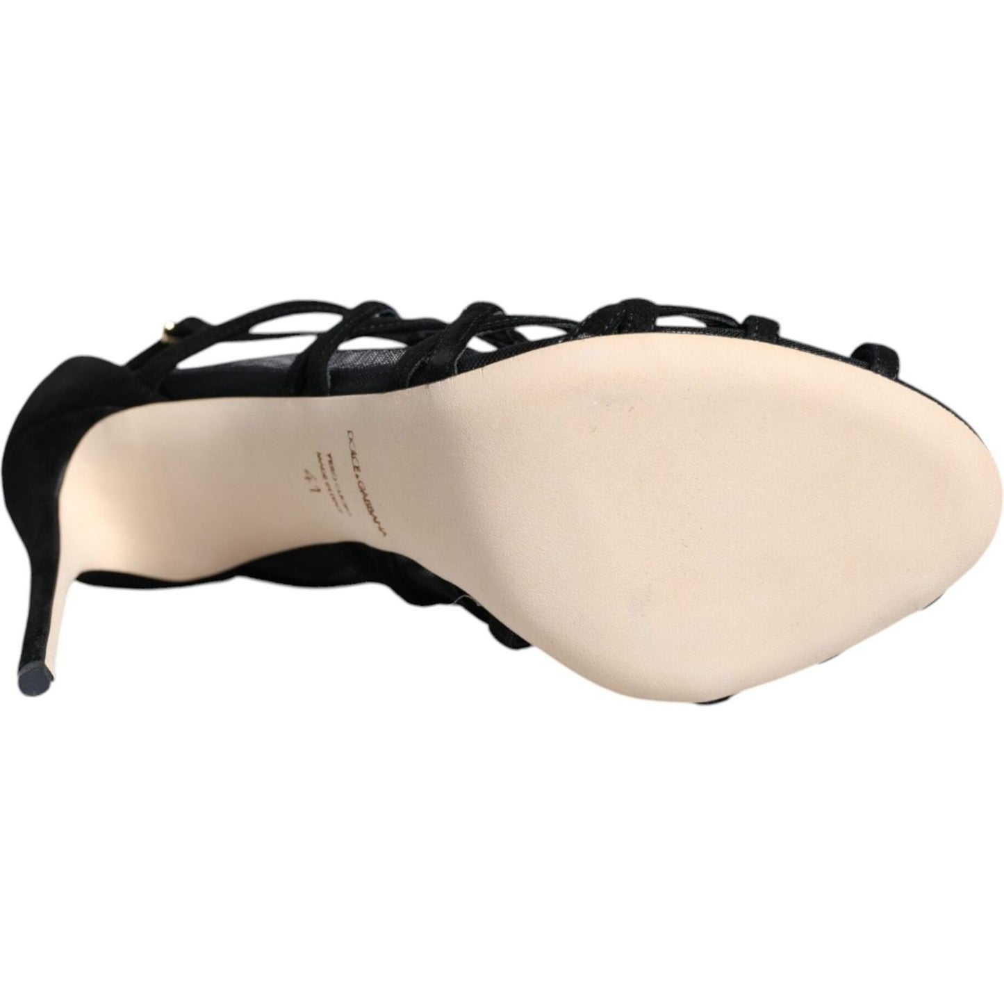 Dolce & Gabbana Black Tulle Stretch Heels Sandals Shoes Dolce & Gabbana Light Gray