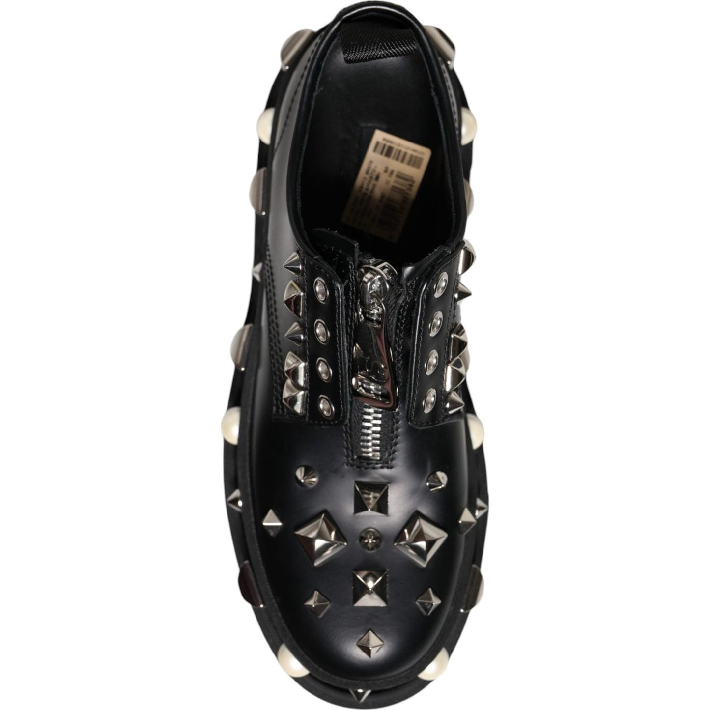 Dolce & Gabbana Black Leather Embellished Derby Formal Shoes Dolce & Gabbana Black