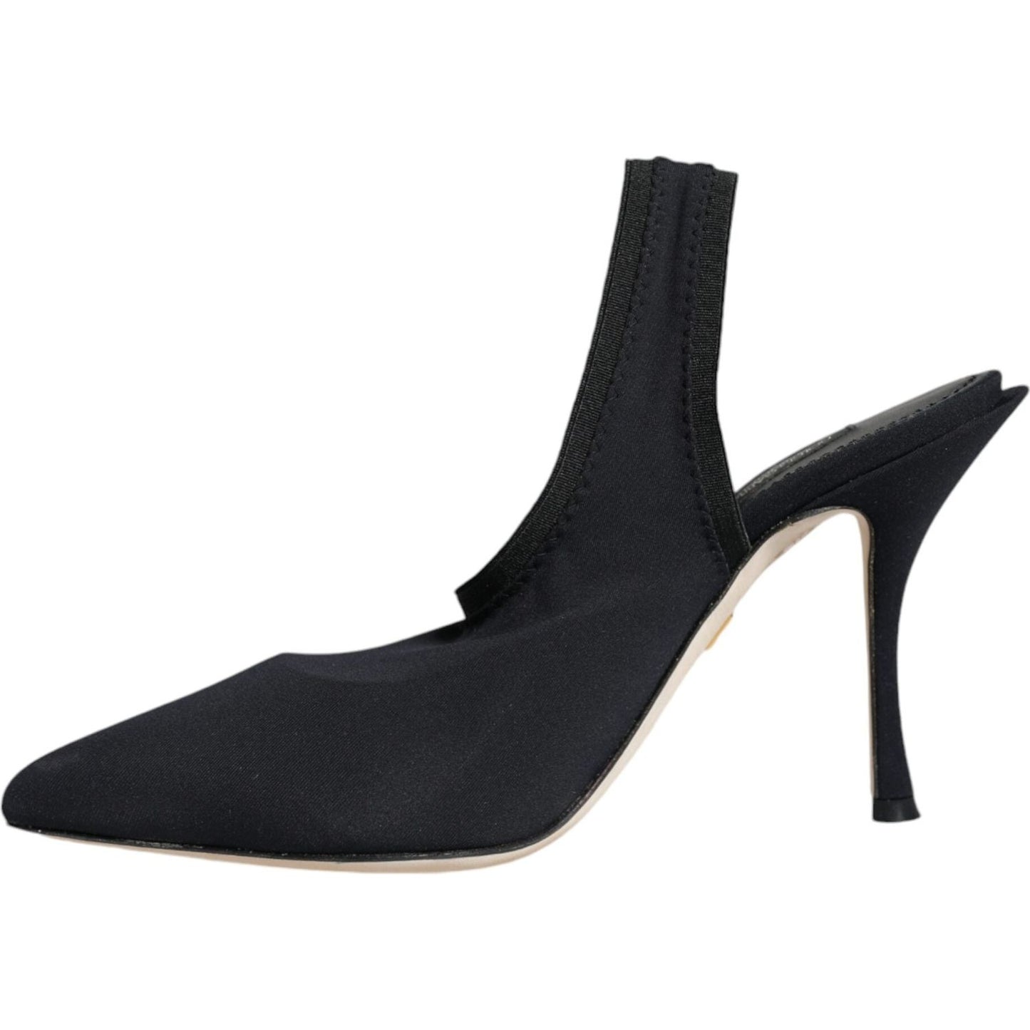Dolce & Gabbana Black Jersey Stretch Heels Slingback Shoes Dolce & Gabbana Dark Slate Gray