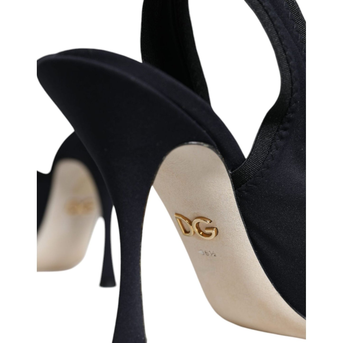 Dolce & Gabbana Black Jersey Stretch Heels Slingback Shoes Dolce & Gabbana Black