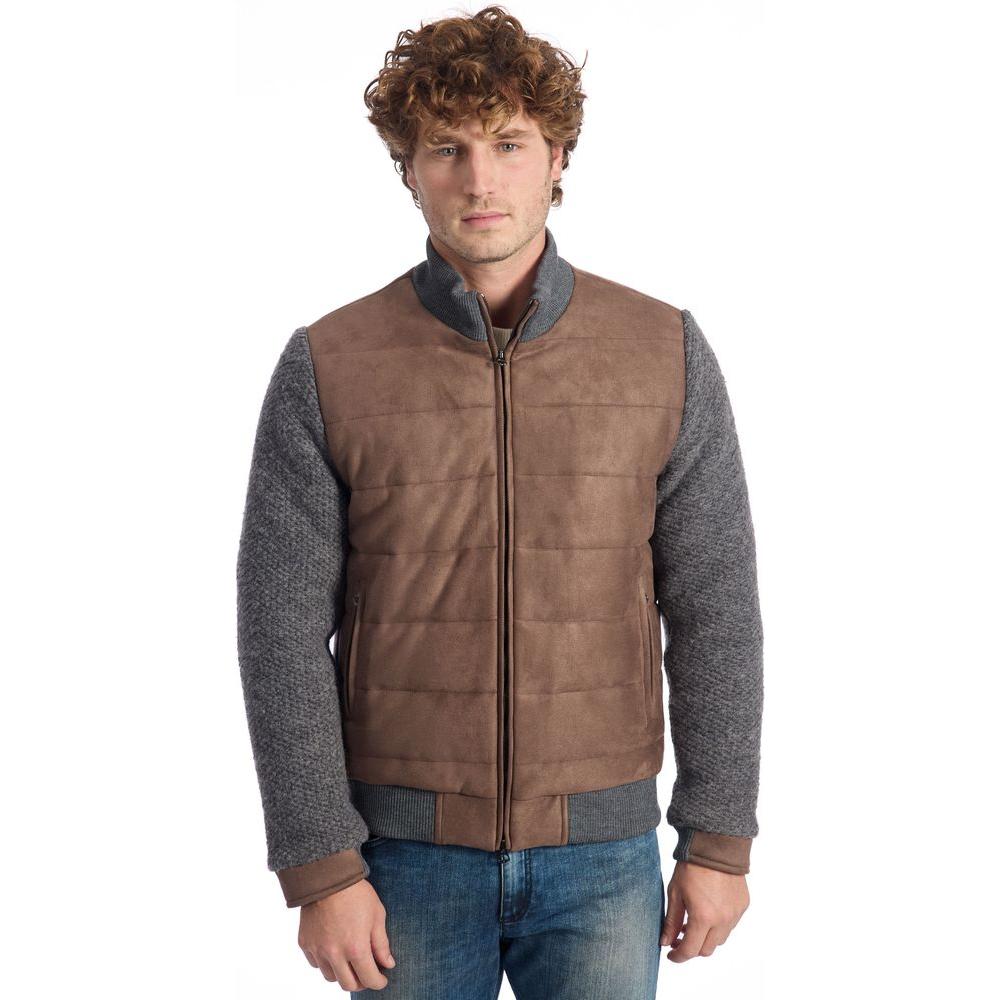 Roberto Pepe Luxury Brown Wool Men Jacket Roberto Pepe Luxury Dim Gray