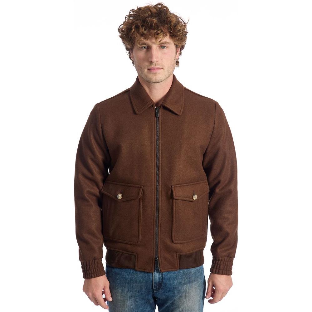 Roberto Pepe Luxury Brown Wool Men Jacket Roberto Pepe Luxury Dark Slate Gray