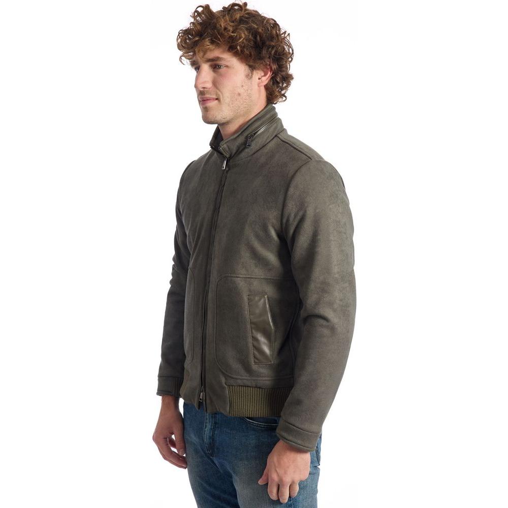 Roberto Pepe Luxury Green Ecomontone Men Jacket Roberto Pepe Luxury Dark Slate Gray