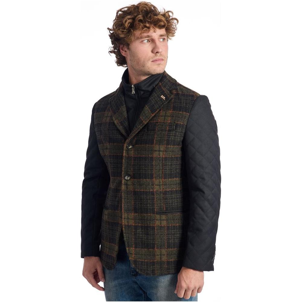 Roberto Pepe Luxury Brown Wool Men Jacket Roberto Pepe Luxury Dark Slate Gray