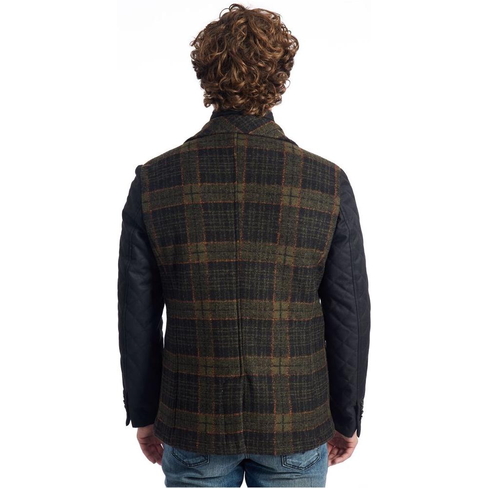 Roberto Pepe Luxury Brown Wool Men Jacket Roberto Pepe Luxury Dark Slate Gray