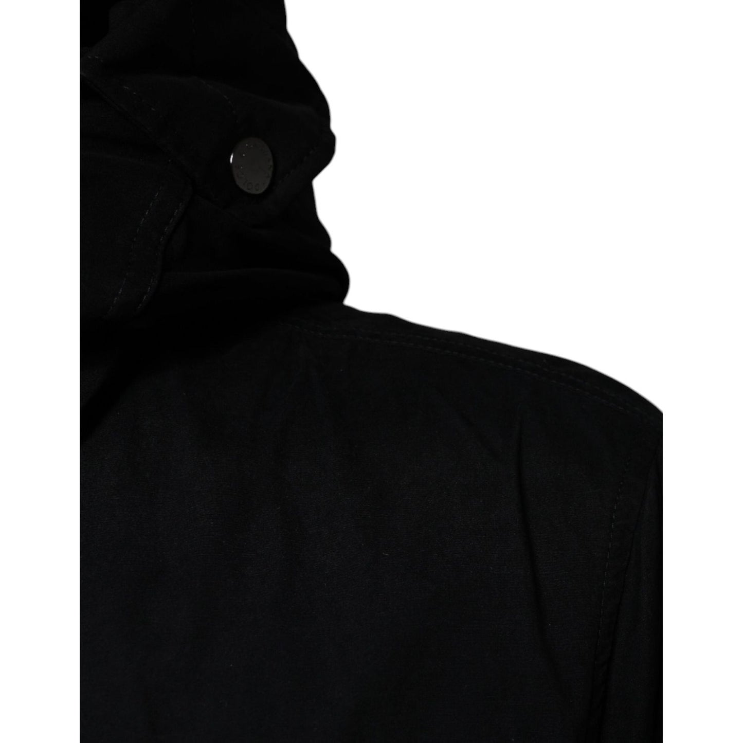 Dolce & Gabbana Black Hooded Parka Cotton Trench Coat Jacket Dolce & Gabbana Black