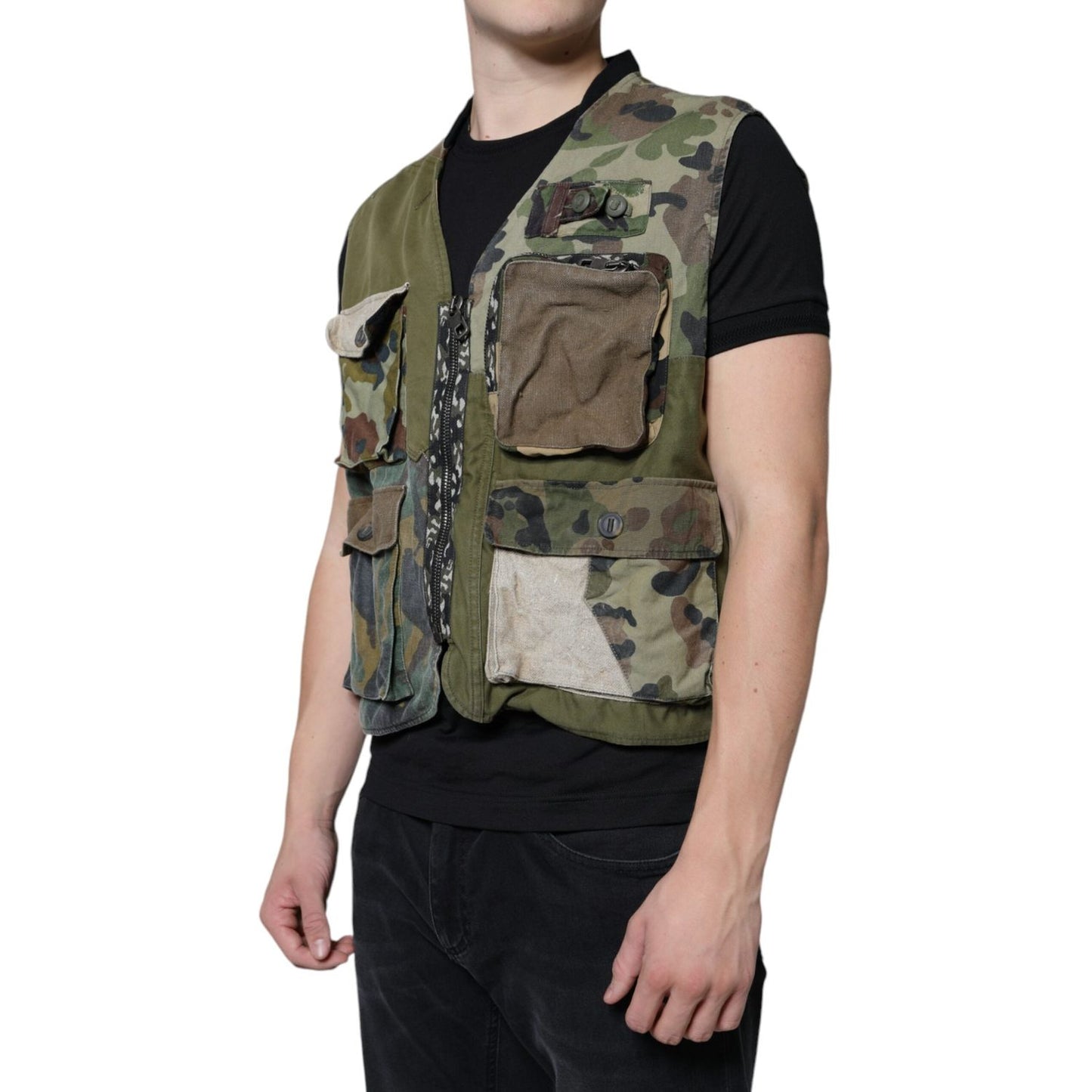 Dolce & Gabbana Multicolor Patchwork Sleeveless Vest Jacket Dolce & Gabbana Dark Slate Gray