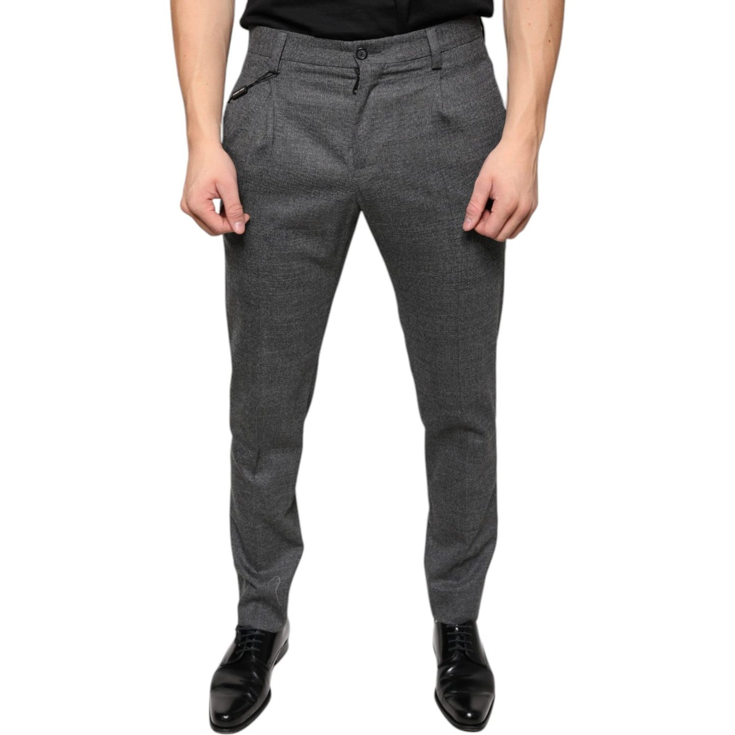 Dolce & Gabbana Gray Check Tartan Wool Skinny Pants Dolce & Gabbana Dark Slate Gray