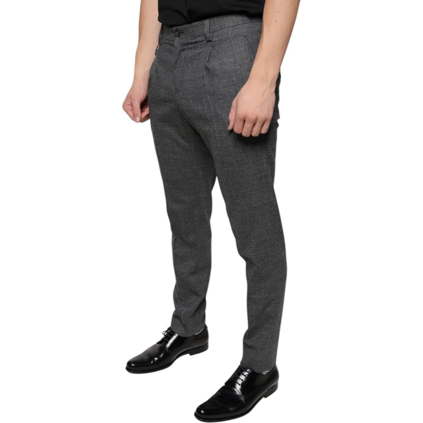 Dolce & Gabbana Gray Check Tartan Wool Skinny Pants Dolce & Gabbana Dark Slate Gray