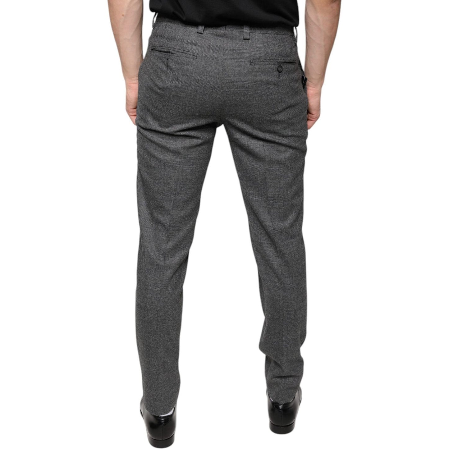 Dolce & Gabbana Gray Check Tartan Wool Skinny Pants Dolce & Gabbana Dark Slate Gray
