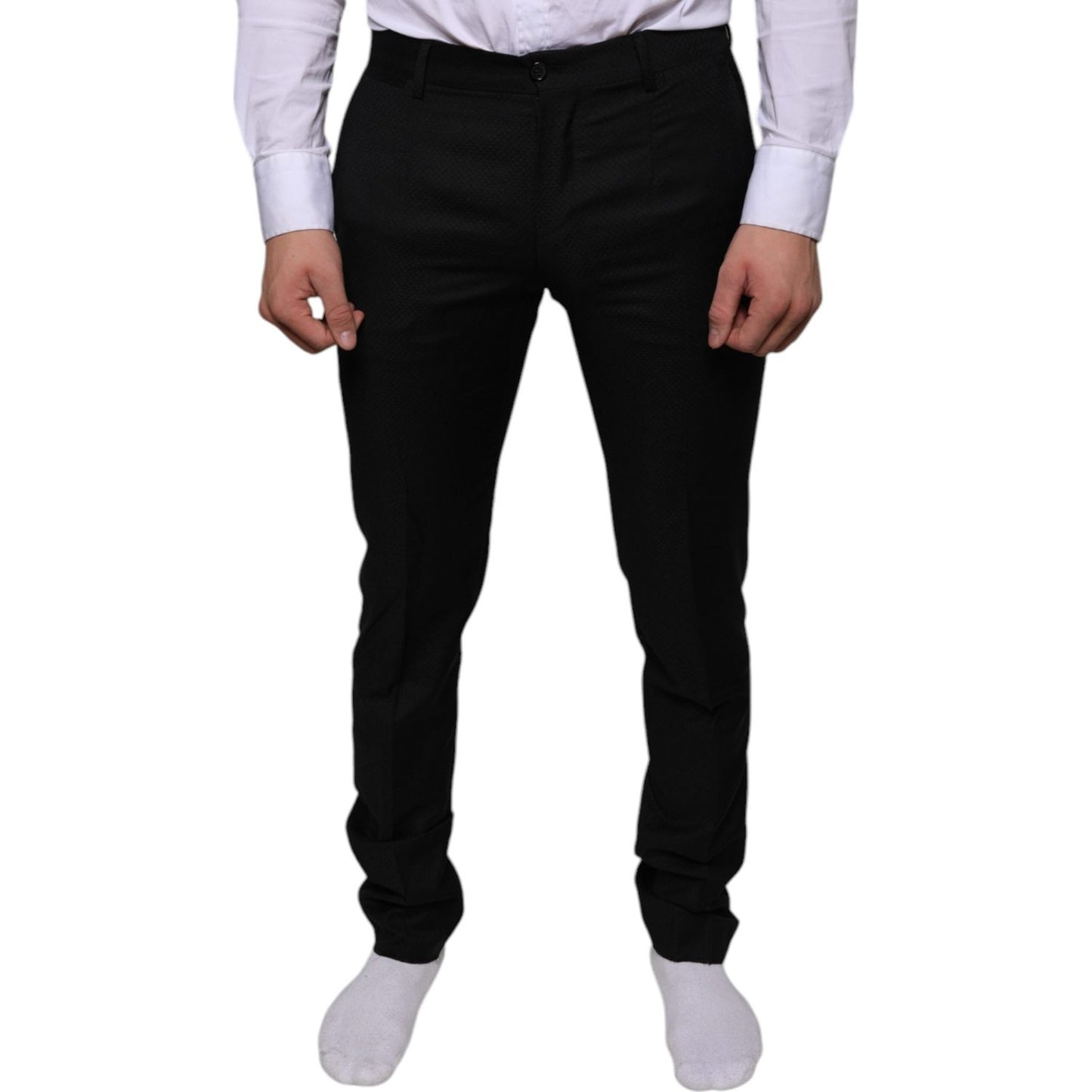 Dolce & Gabbana Black Wool Skinny Dress Formal Pants Dolce & Gabbana Black