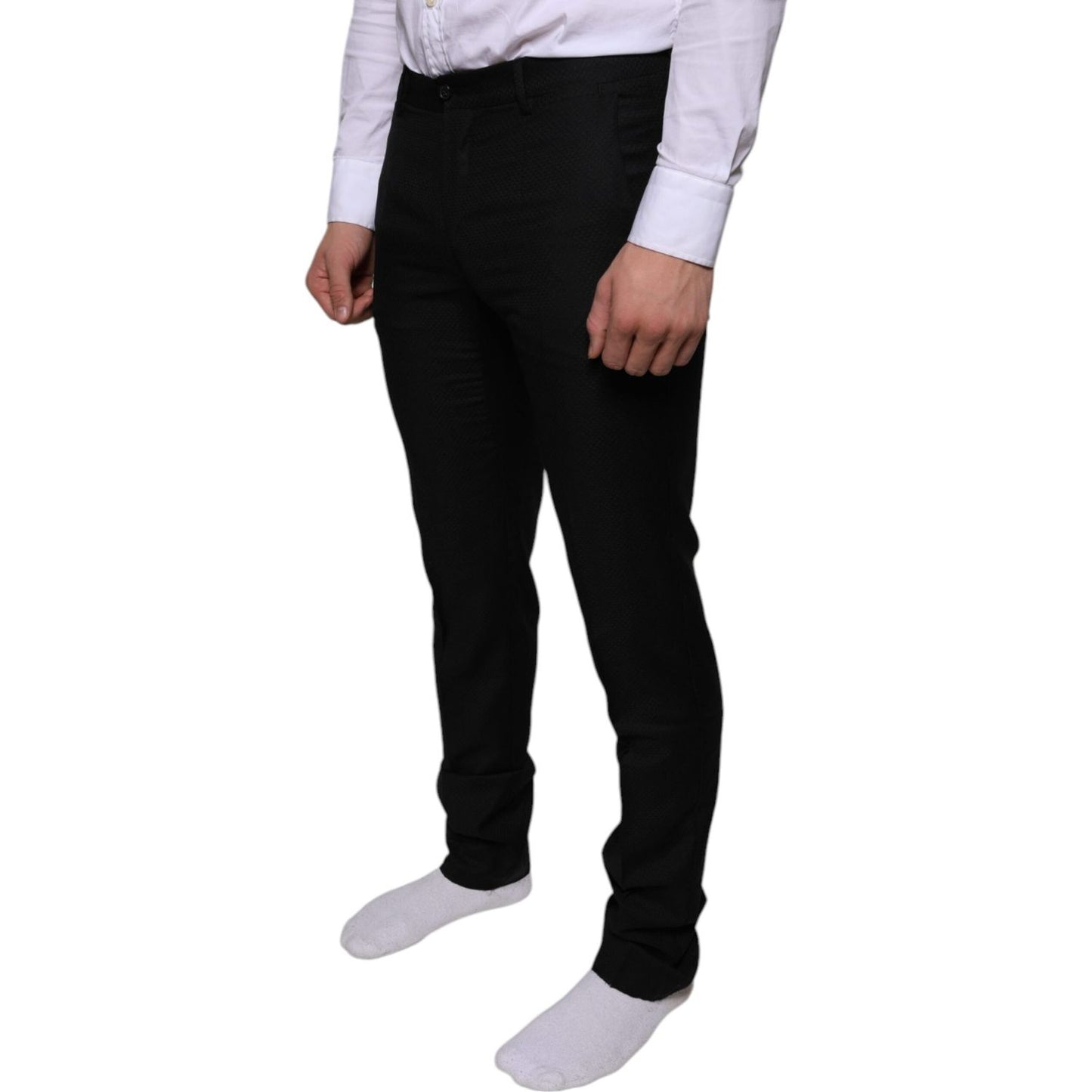 Dolce & Gabbana Black Wool Skinny Dress Formal Pants Dolce & Gabbana Black