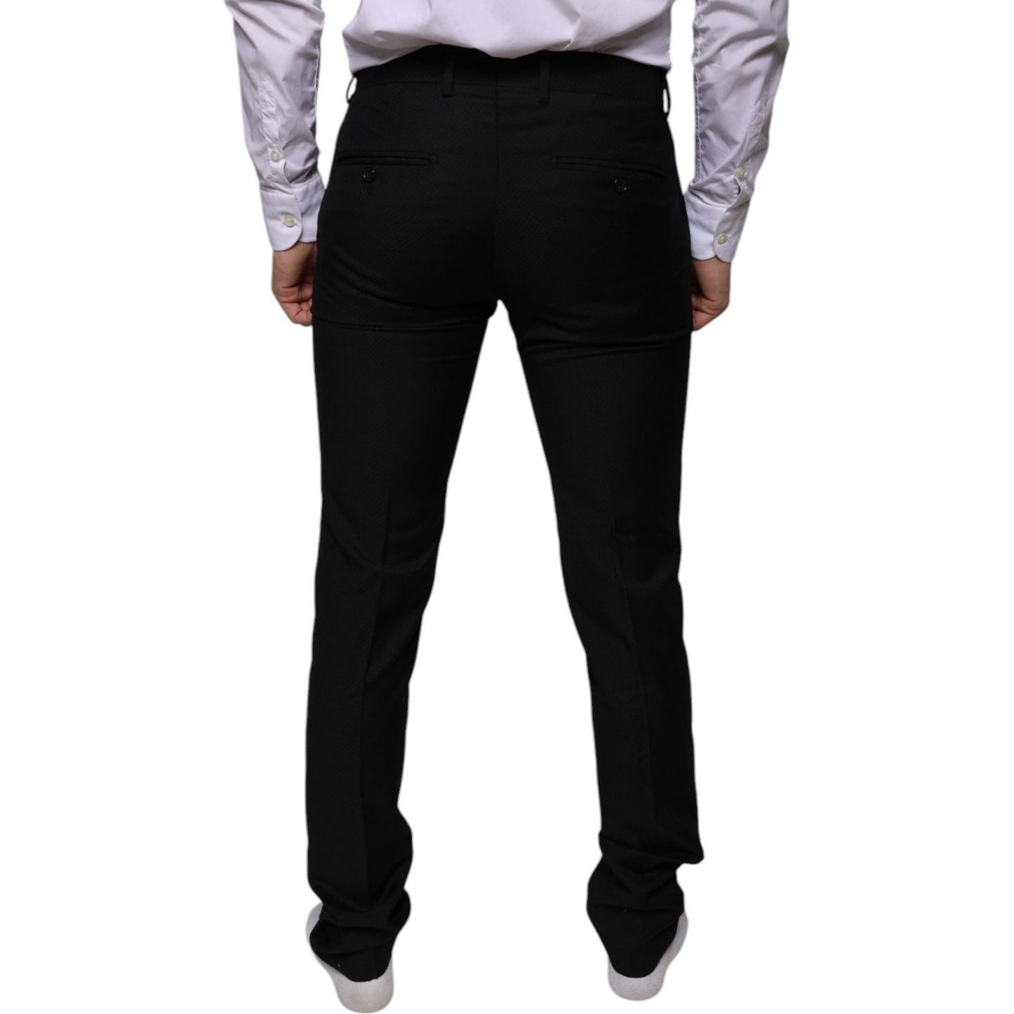 Dolce & Gabbana Black Wool Skinny Dress Formal Pants Dolce & Gabbana Gray