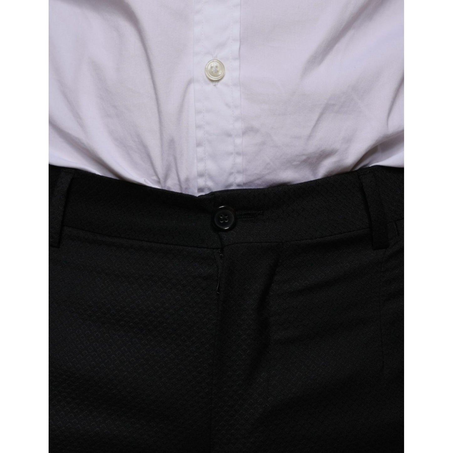 Dolce & Gabbana Black Wool Skinny Dress Formal Pants Dolce & Gabbana Gray