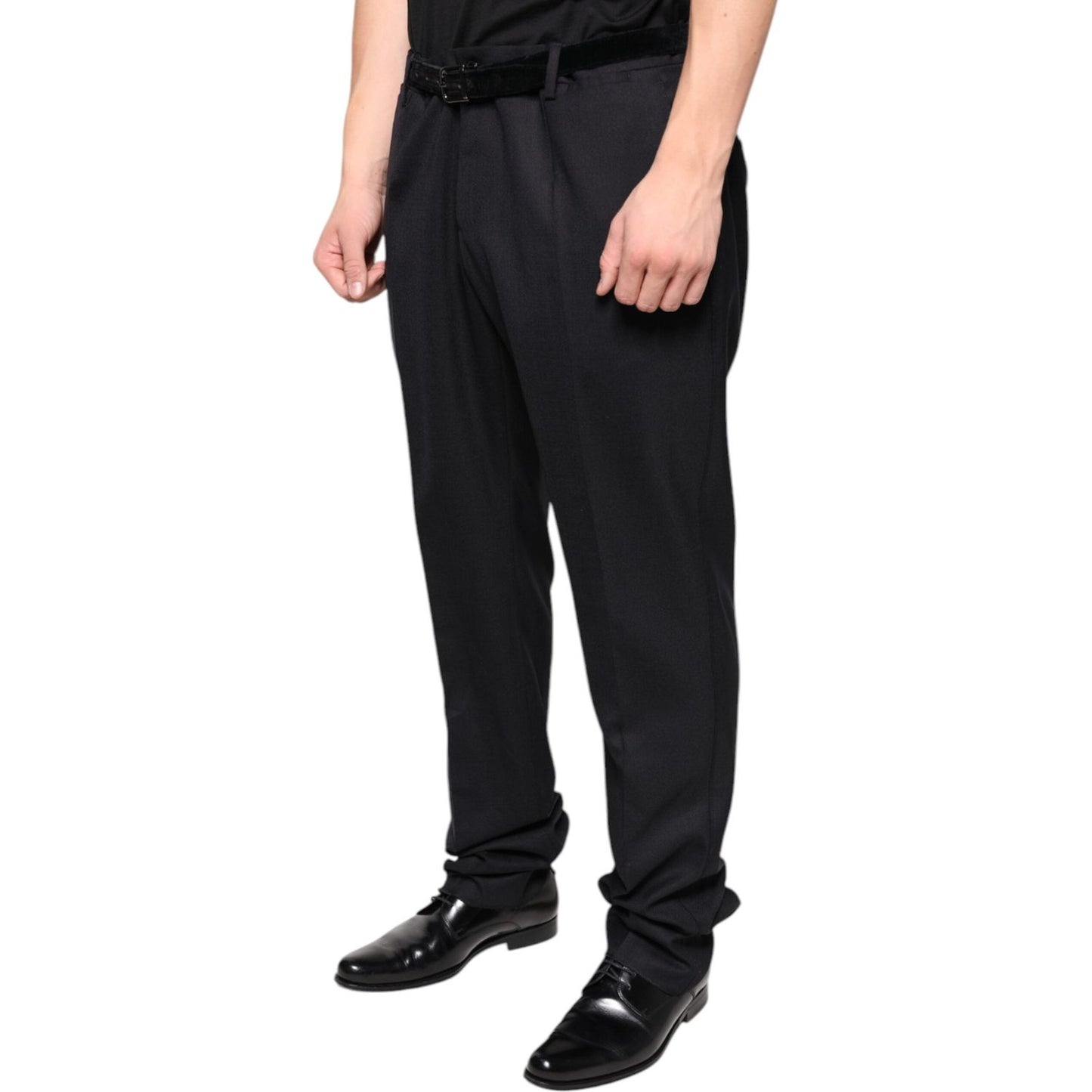 Dolce & Gabbana Black Wool Skinny Dress Formal Pants Dolce & Gabbana Black