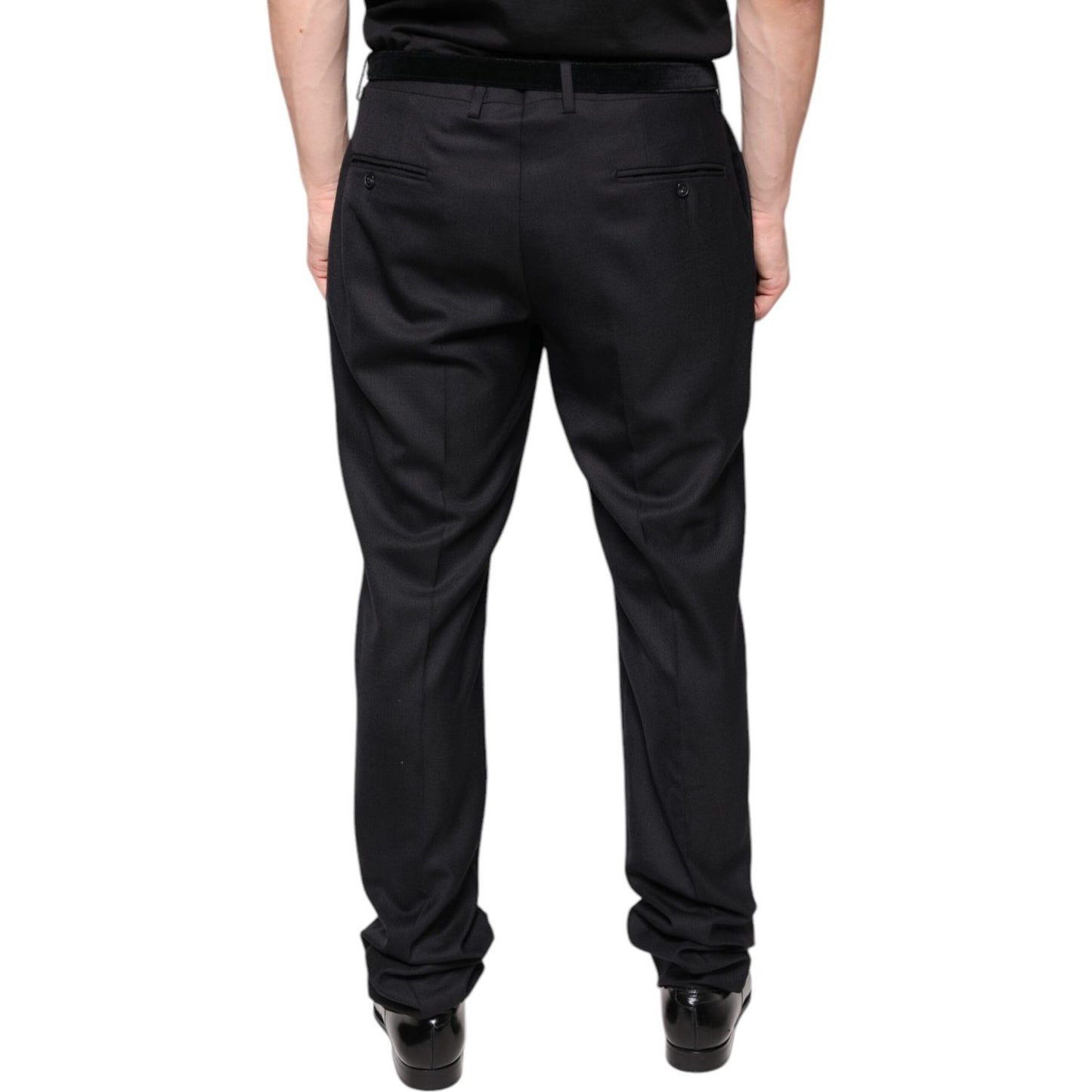 Dolce & Gabbana Black Wool Skinny Dress Formal Pants Dolce & Gabbana Black