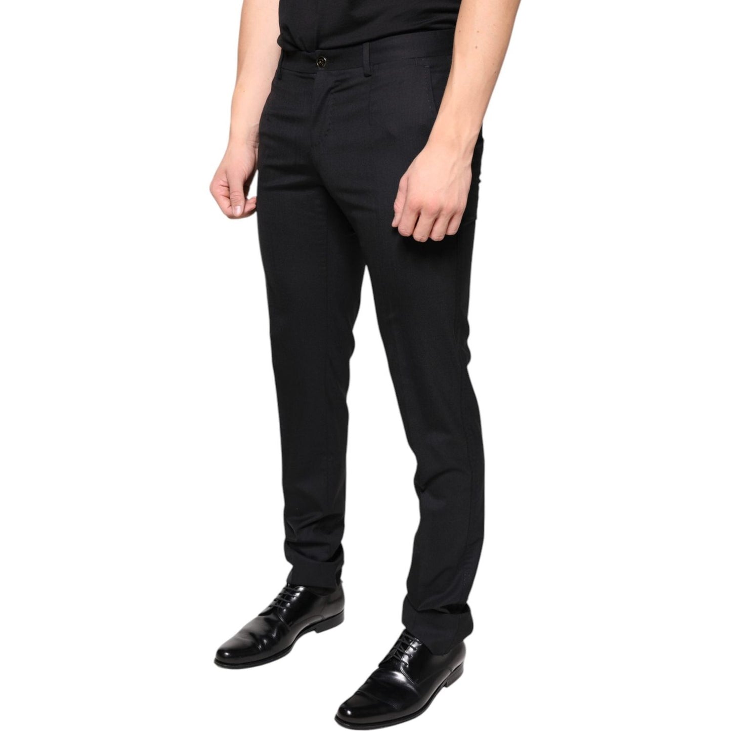Dolce & Gabbana Black Wool Skinny Men Dress Pants Dolce & Gabbana Light Pink