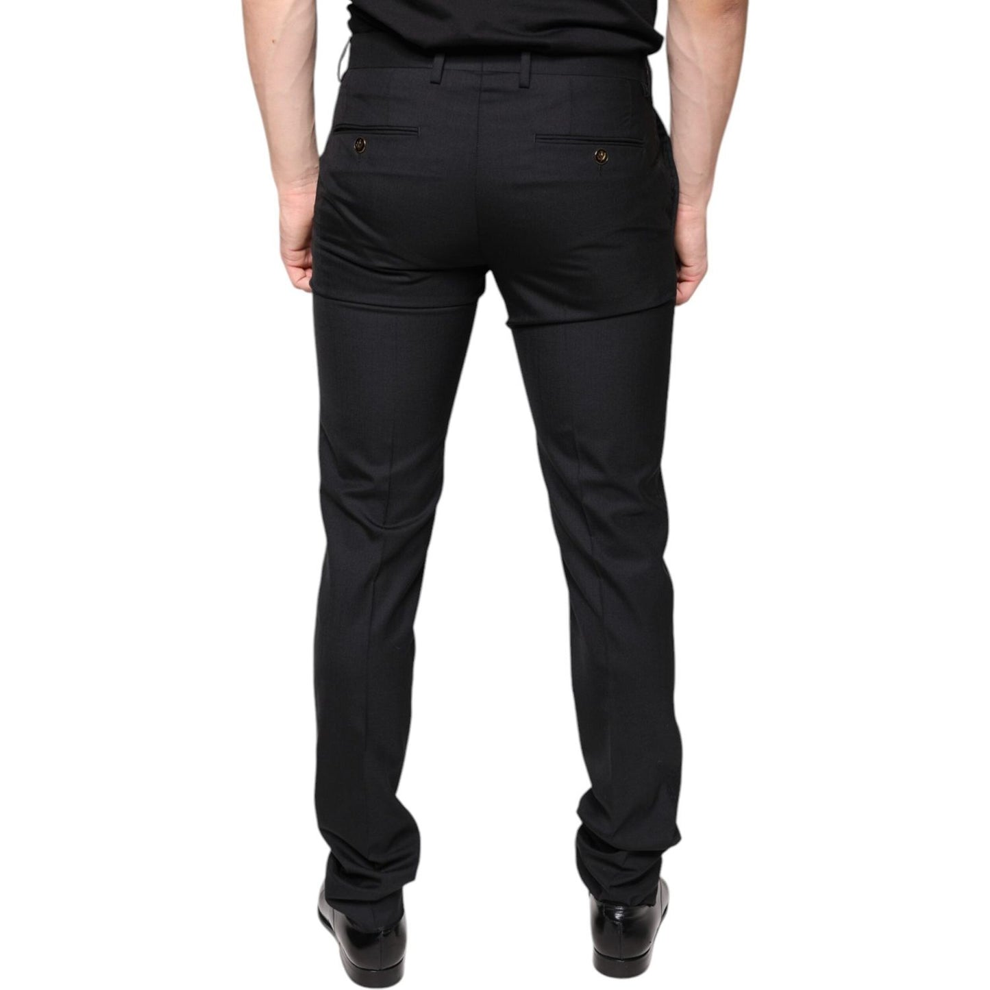 Dolce & Gabbana Black Wool Skinny Men Dress Pants Dolce & Gabbana Black
