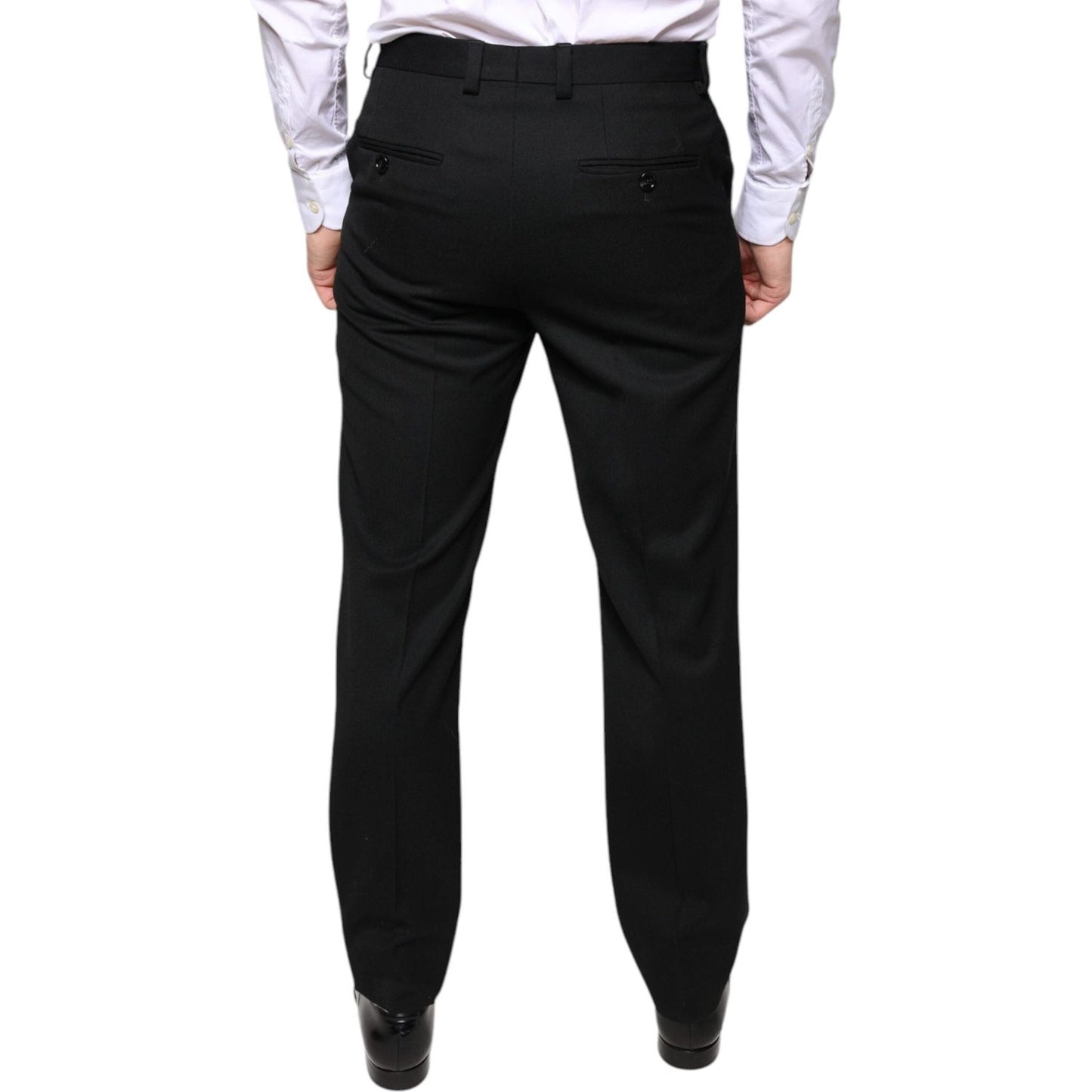 Dolce & Gabbana Black Wool Skinny Men Dress Pants Dolce & Gabbana Black