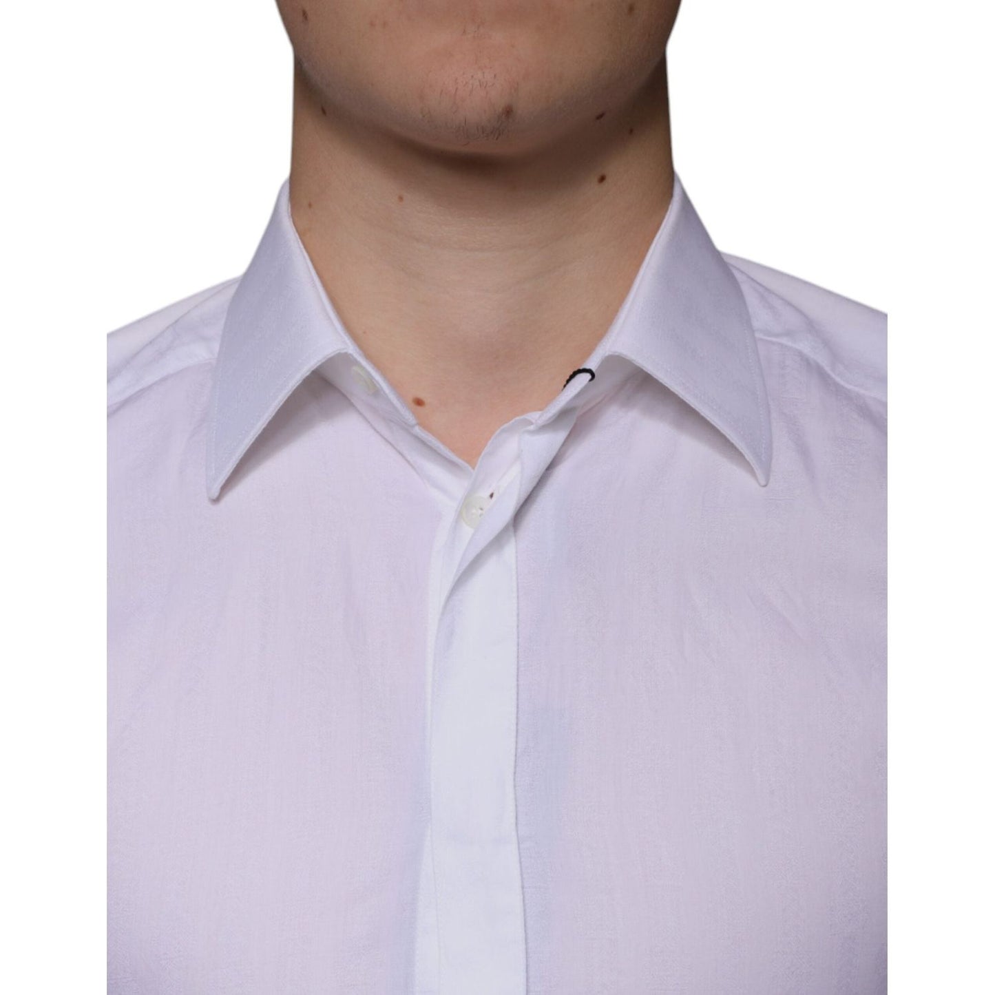 Dolce & Gabbana White Cotton Men Dress GOLD Formal Shirt Dolce & Gabbana Thistle