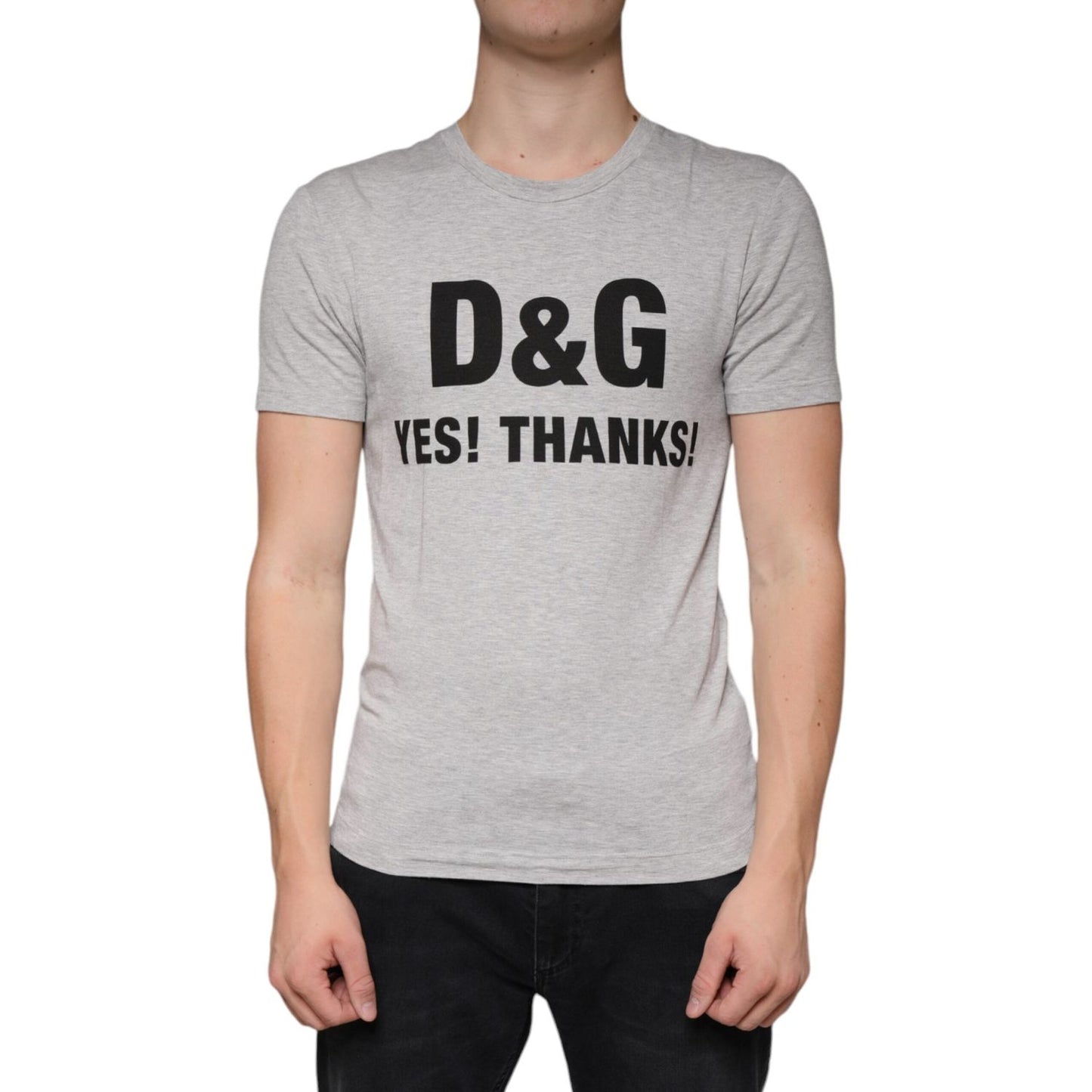 Dolce & Gabbana Gray Logo Print Crewneck Short Sleeve T-shirt Dolce & Gabbana Gray