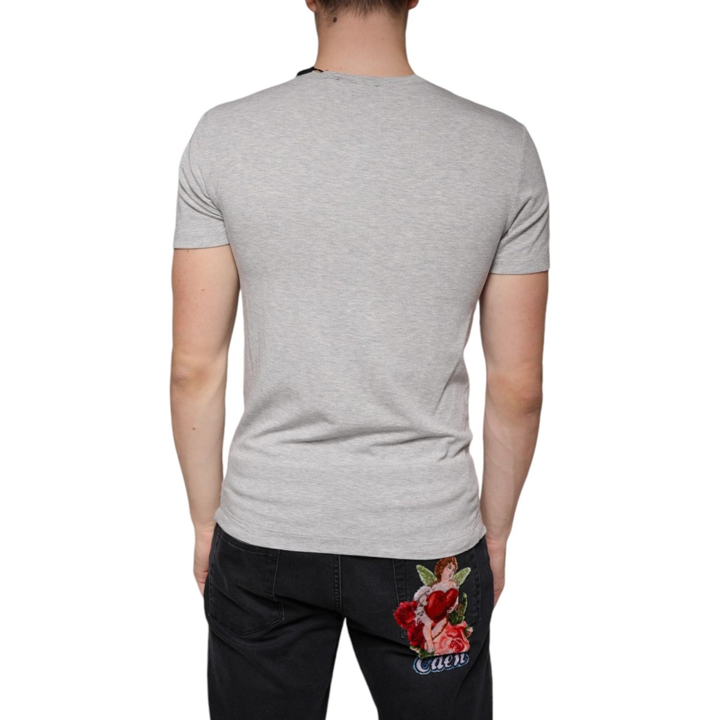 Dolce & Gabbana Gray Logo Print Crewneck Short Sleeve T-shirt Dolce & Gabbana Gray