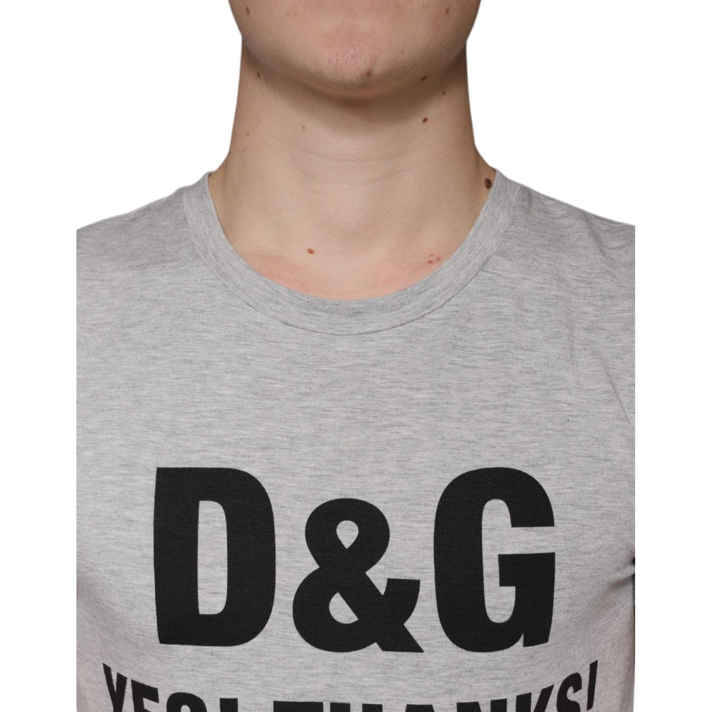 Dolce & Gabbana Gray Logo Print Crewneck Short Sleeve T-shirt Dolce & Gabbana Dark Gray