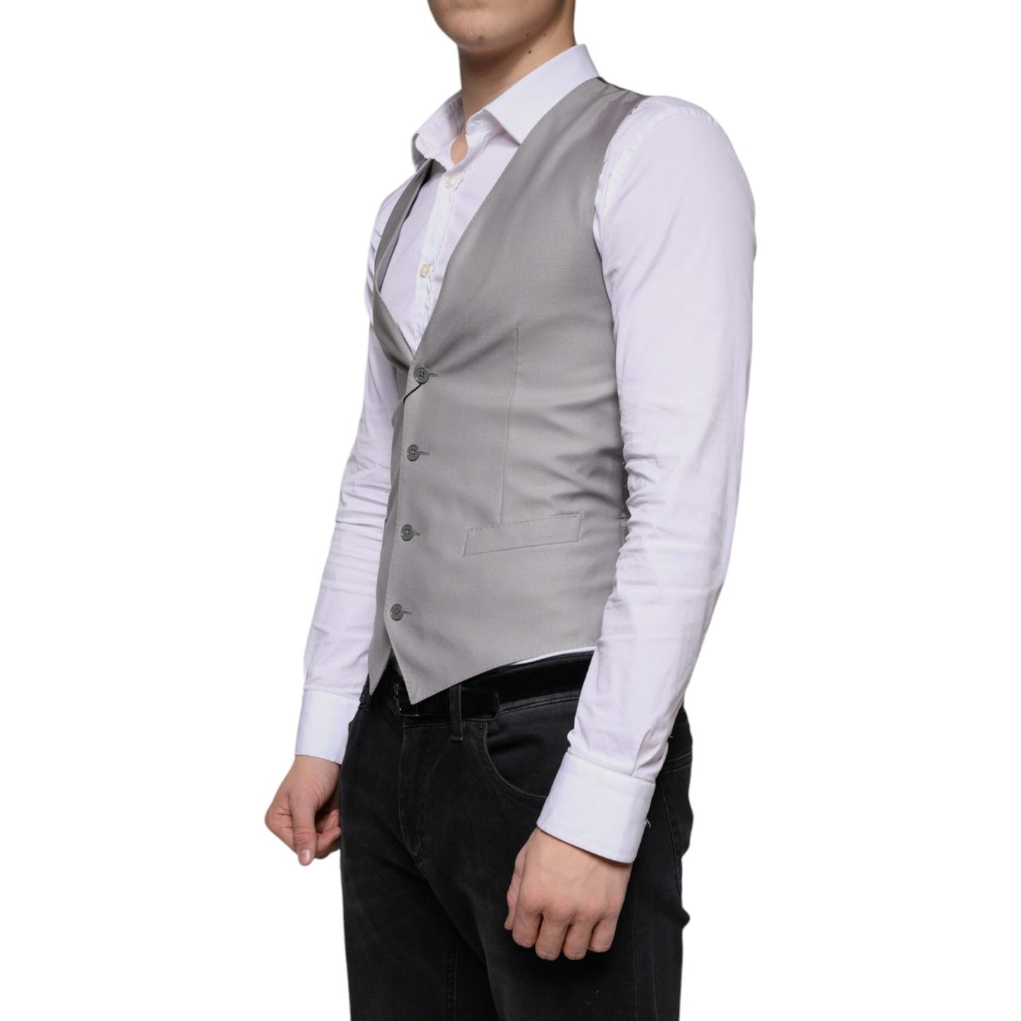 Dolce & Gabbana Light Gray Wool Formal Dress Waistcoat Vest Dolce & Gabbana Gray