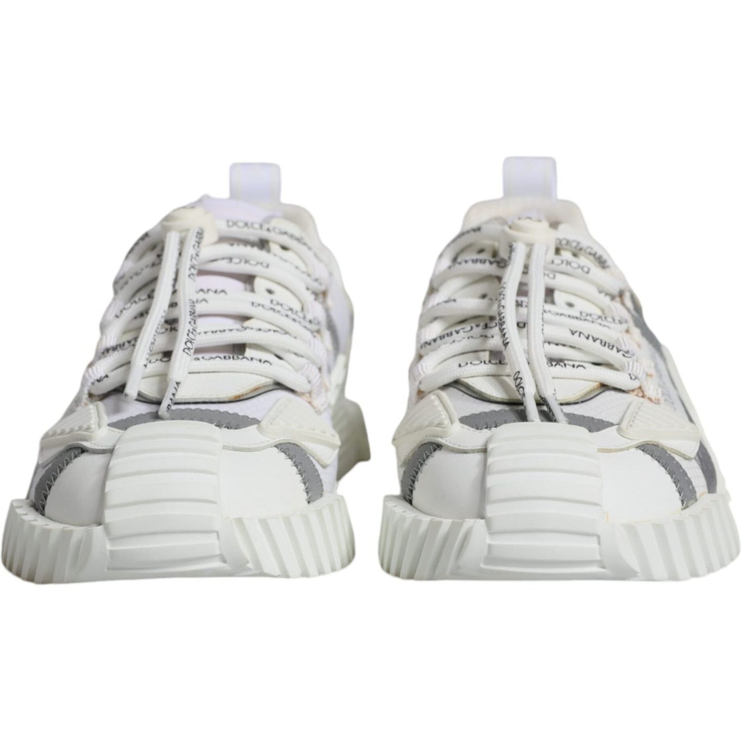 Dolce & Gabbana White Lace Up Low Top NS1 Sneakers Shoes Dolce & Gabbana Light Gray