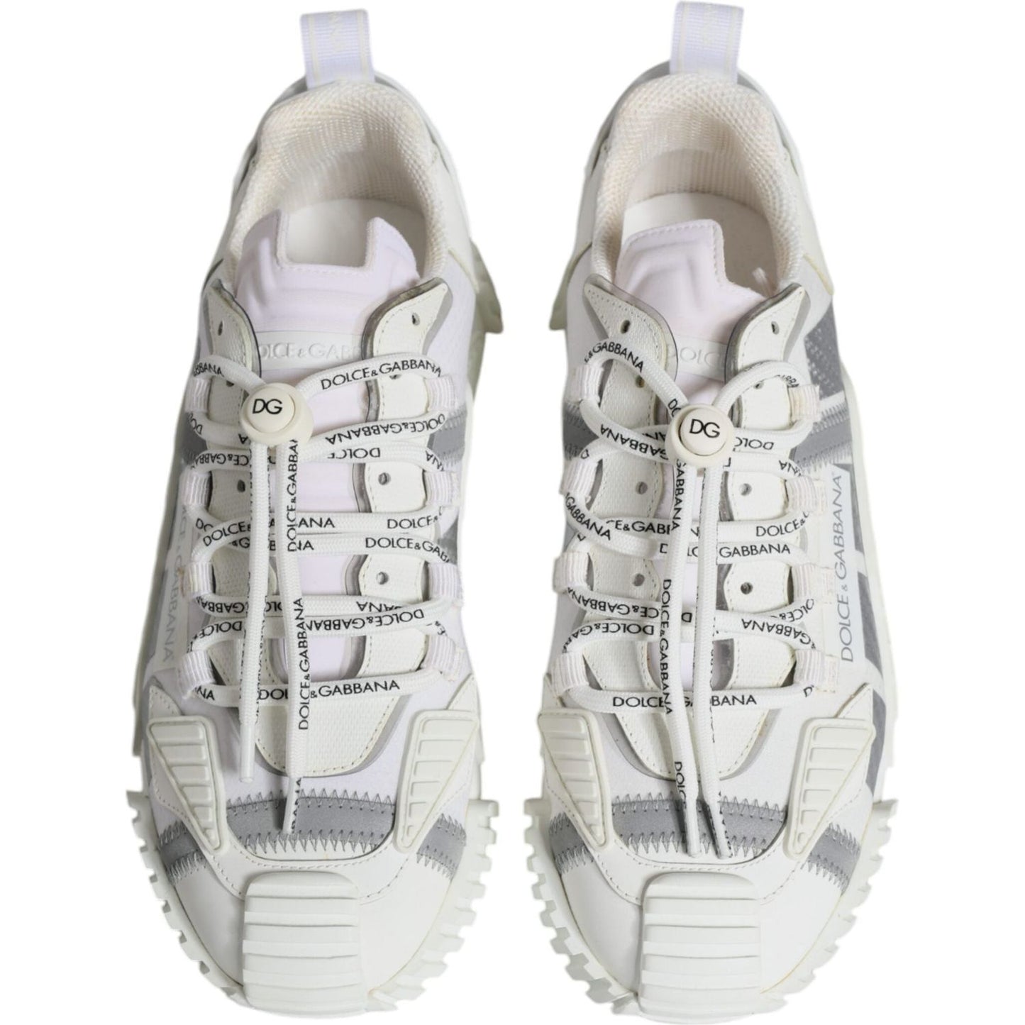 Dolce & Gabbana White Lace Up Low Top NS1 Sneakers Shoes Dolce & Gabbana Light Gray