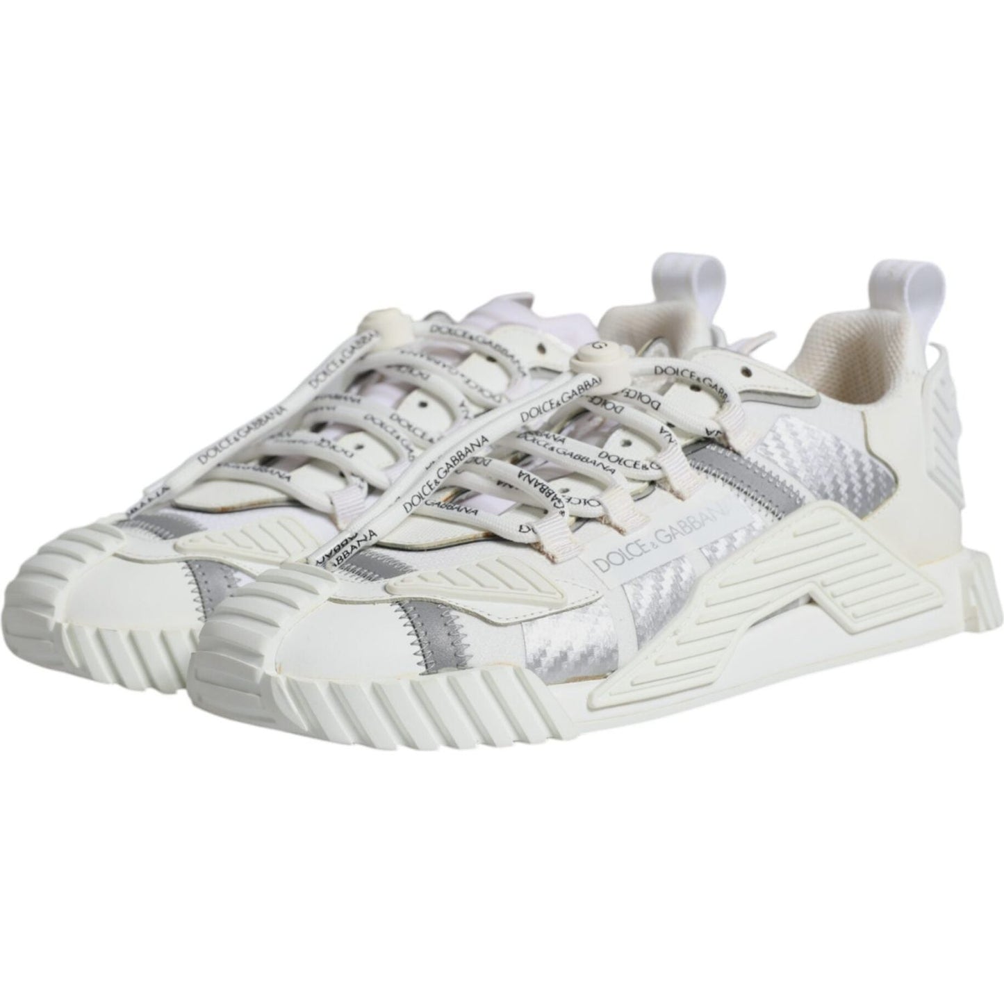 Dolce & Gabbana White Lace Up Low Top NS1 Sneakers Shoes Dolce & Gabbana Light Gray