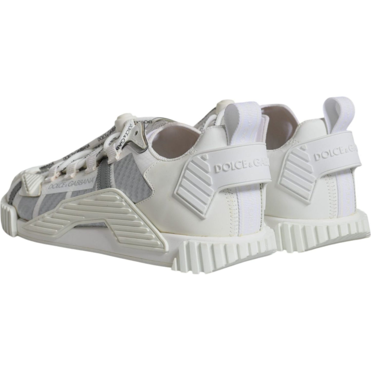 Dolce & Gabbana White Lace Up Low Top NS1 Sneakers Shoes Dolce & Gabbana Gray