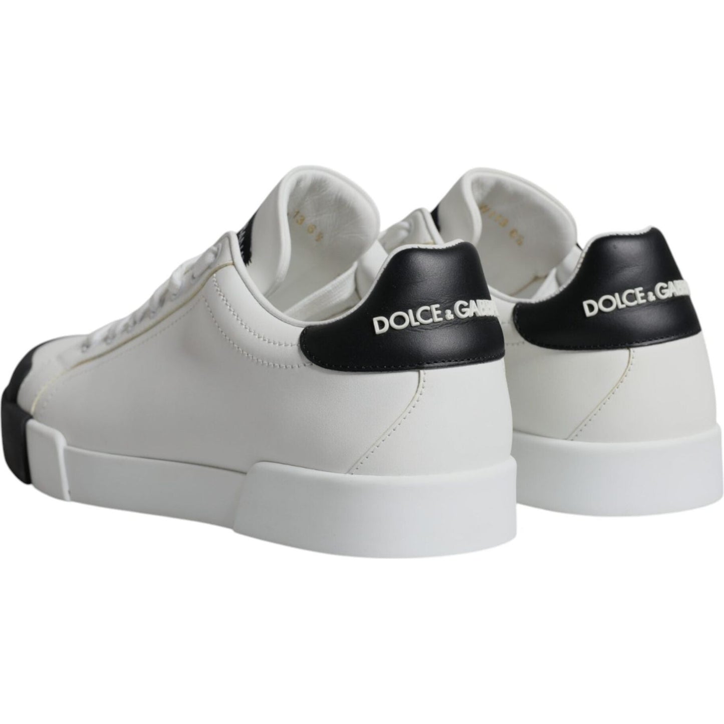 Dolce & Gabbana White Black Leather Logo Portofino Sneaker Shoes Dolce & Gabbana Dark Gray