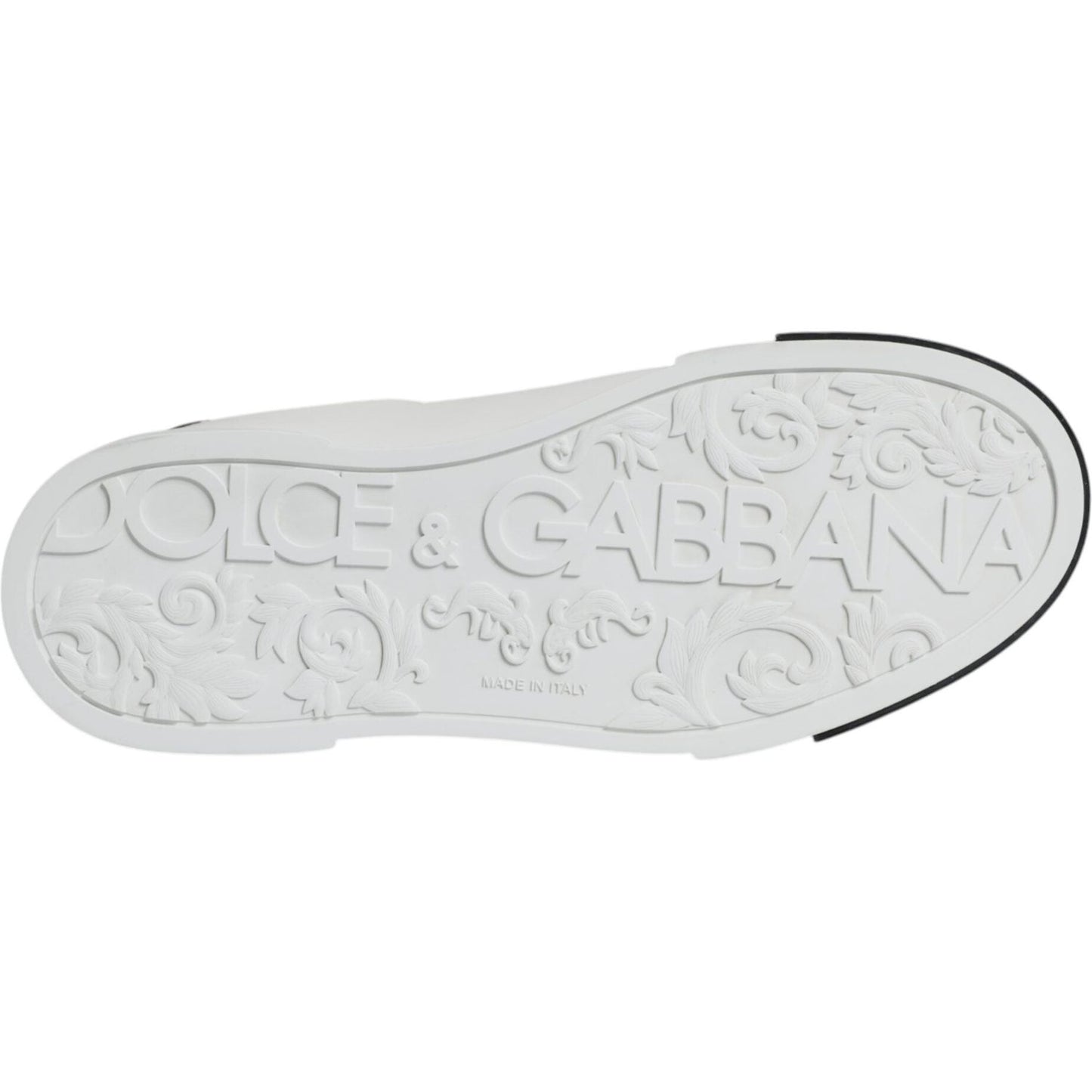 Dolce & Gabbana White Black Leather Logo Portofino Sneaker Shoes Dolce & Gabbana Light Gray