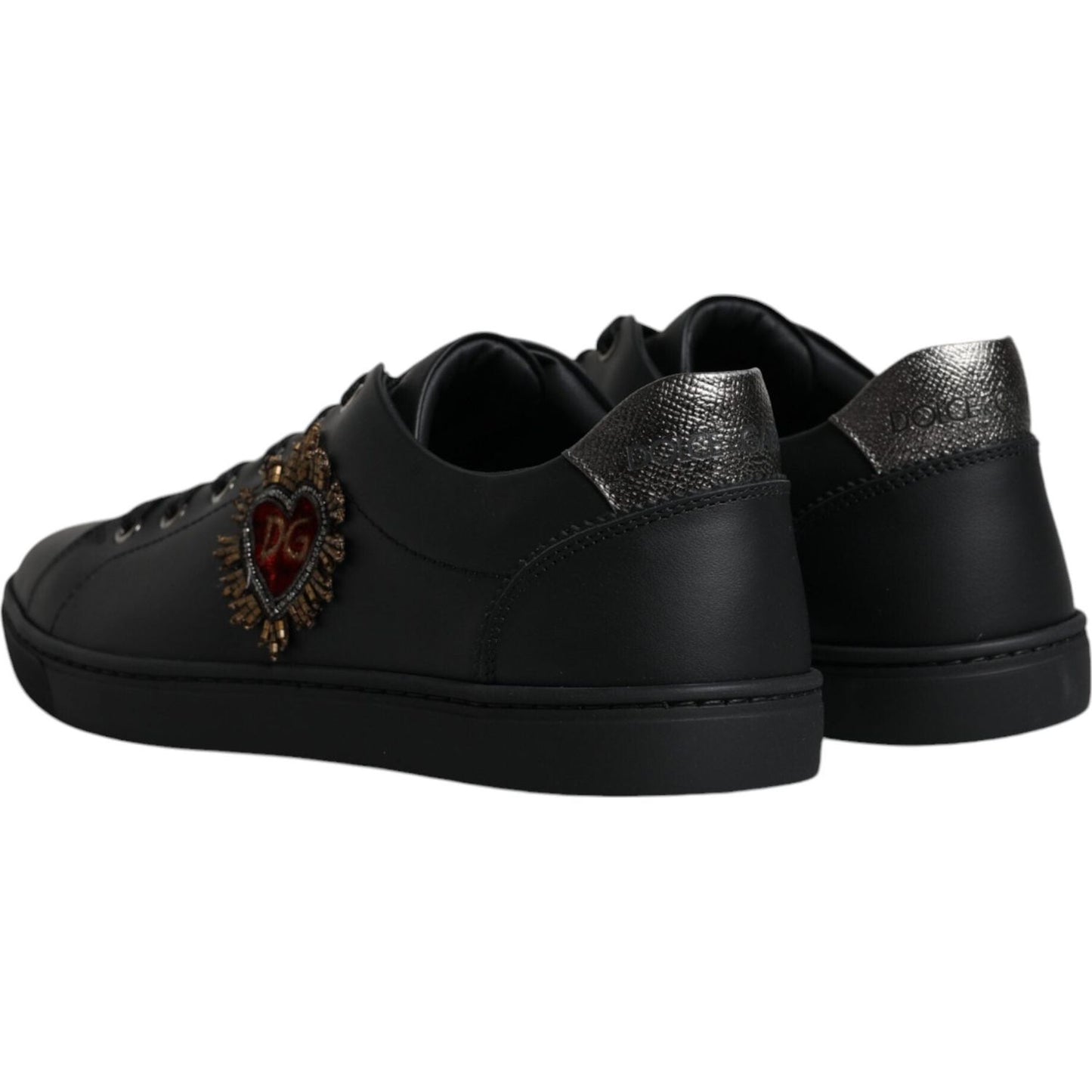 Dolce & Gabbana Black London Sacred Heart Men Sneakers Shoes Dolce & Gabbana Black