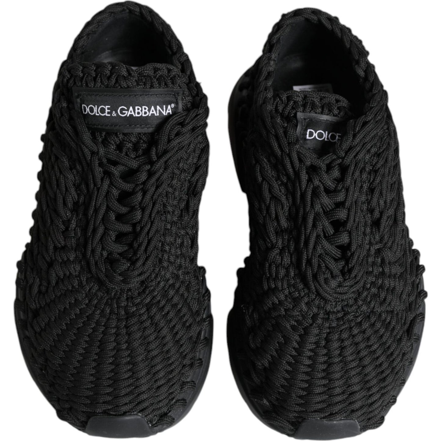 Dolce & Gabbana Black Knitted Daymaster Sneakers Shoes Dolce & Gabbana Black