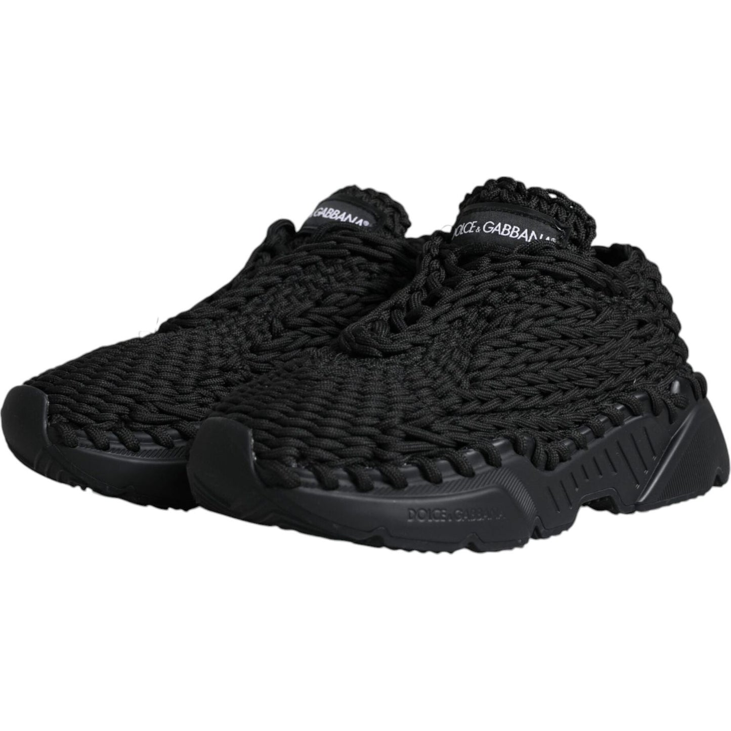 Dolce & Gabbana Black Knitted Daymaster Sneakers Shoes Dolce & Gabbana Black