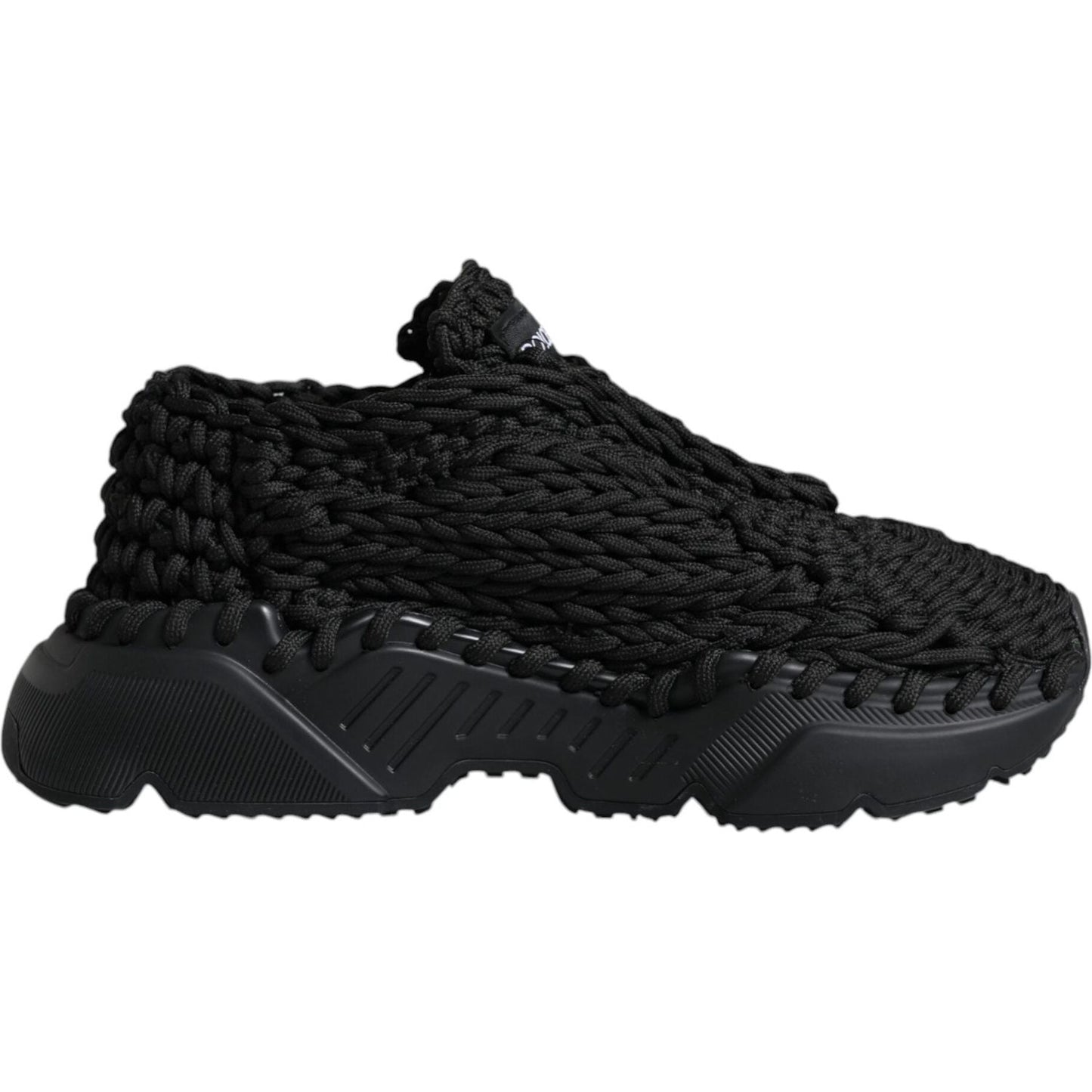 Dolce & Gabbana Black Knitted Daymaster Sneakers Shoes Dolce & Gabbana Black