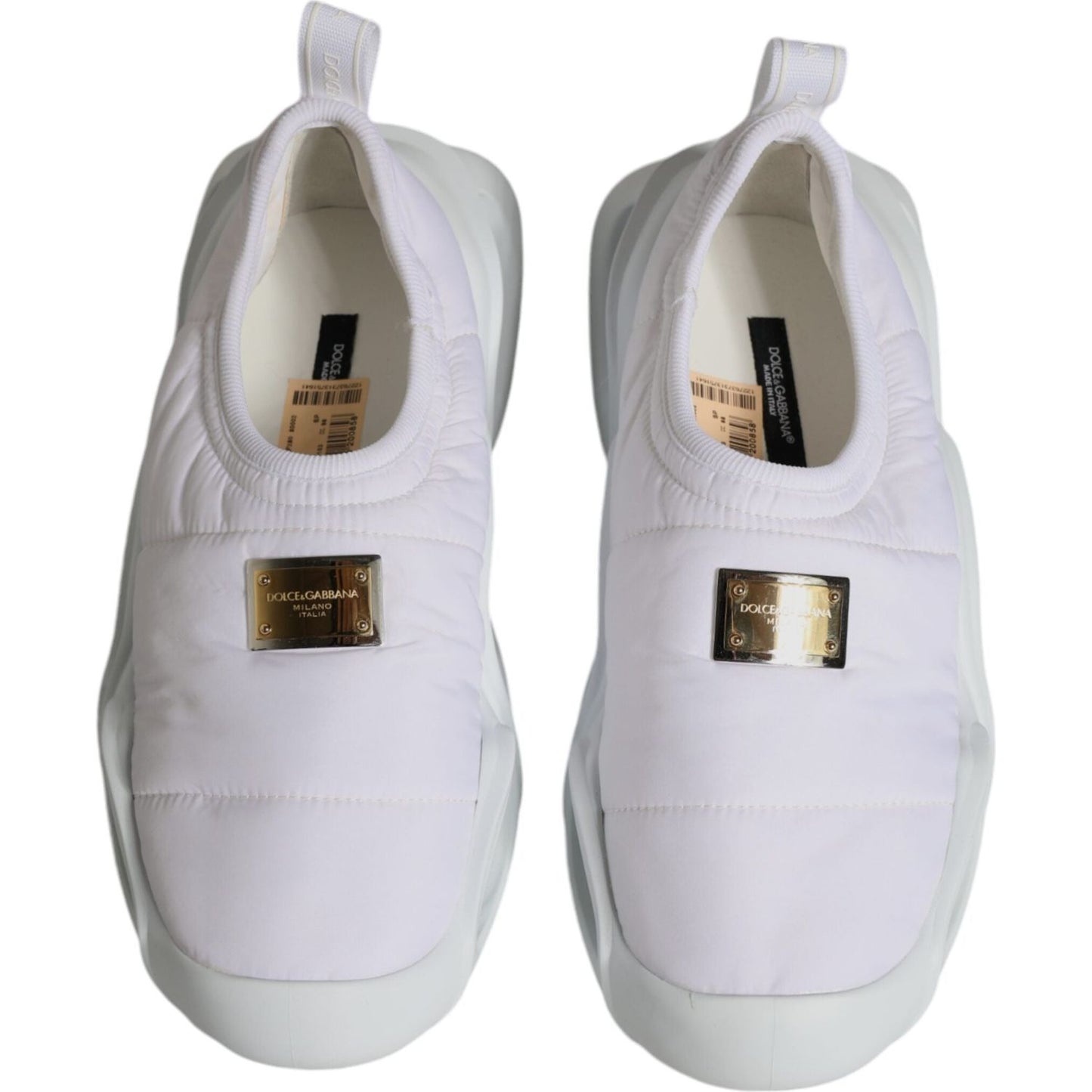 Dolce & Gabbana White Padded Fabric Low Top Sneakers Shoes Dolce & Gabbana Gray