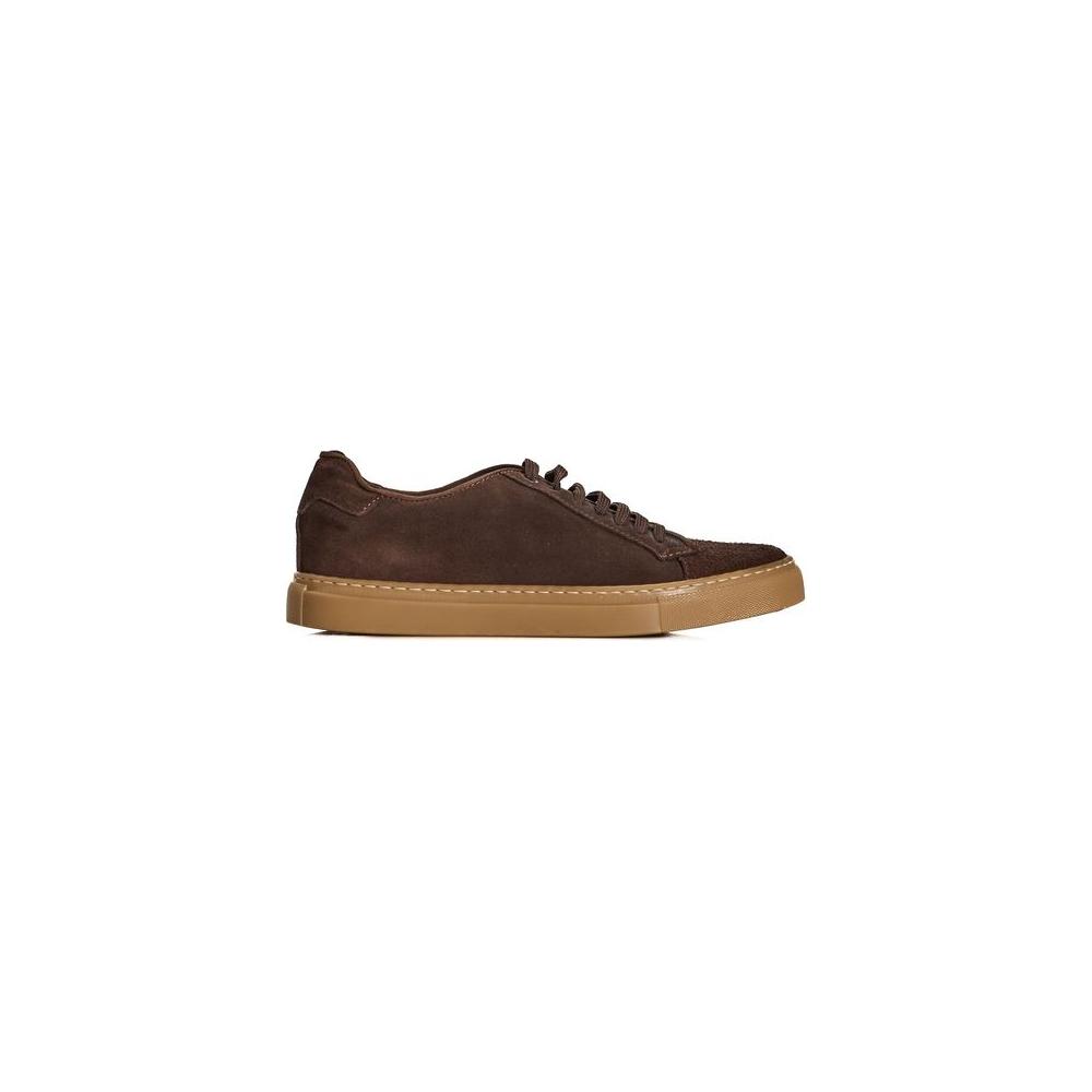 Roberto Pepe Luxury Brown Calfskin Men Sneaker Roberto Pepe Luxury Dark Slate Gray