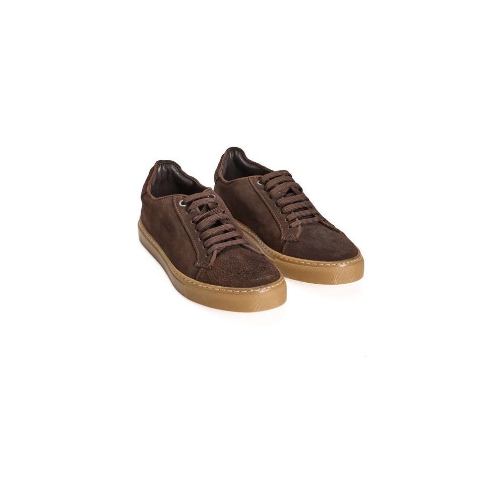 Roberto Pepe Luxury Brown Calfskin Men Sneaker Roberto Pepe Luxury Dark Slate Gray