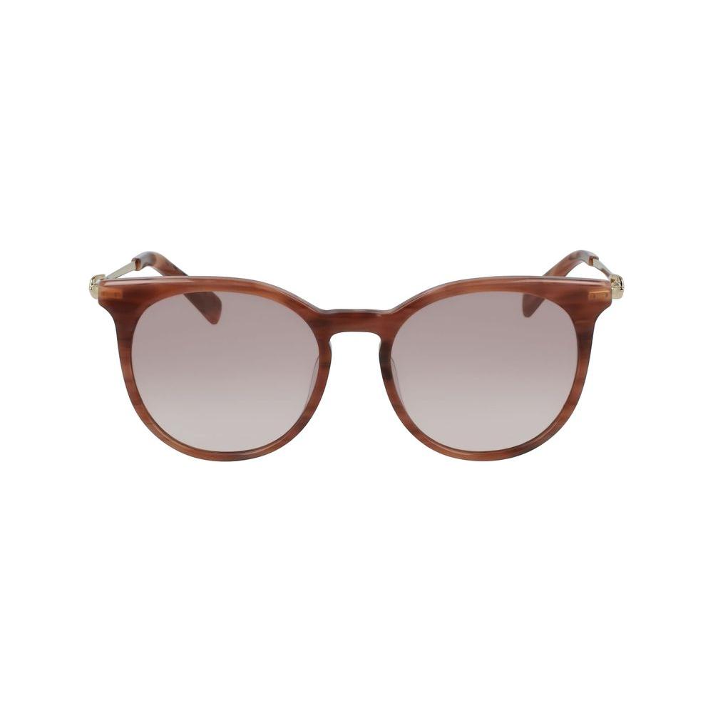Longchamp women's brown acetate sunglasses, model LO693S-275, with lens/bridge/temple measurements of 52/18/140 mm.