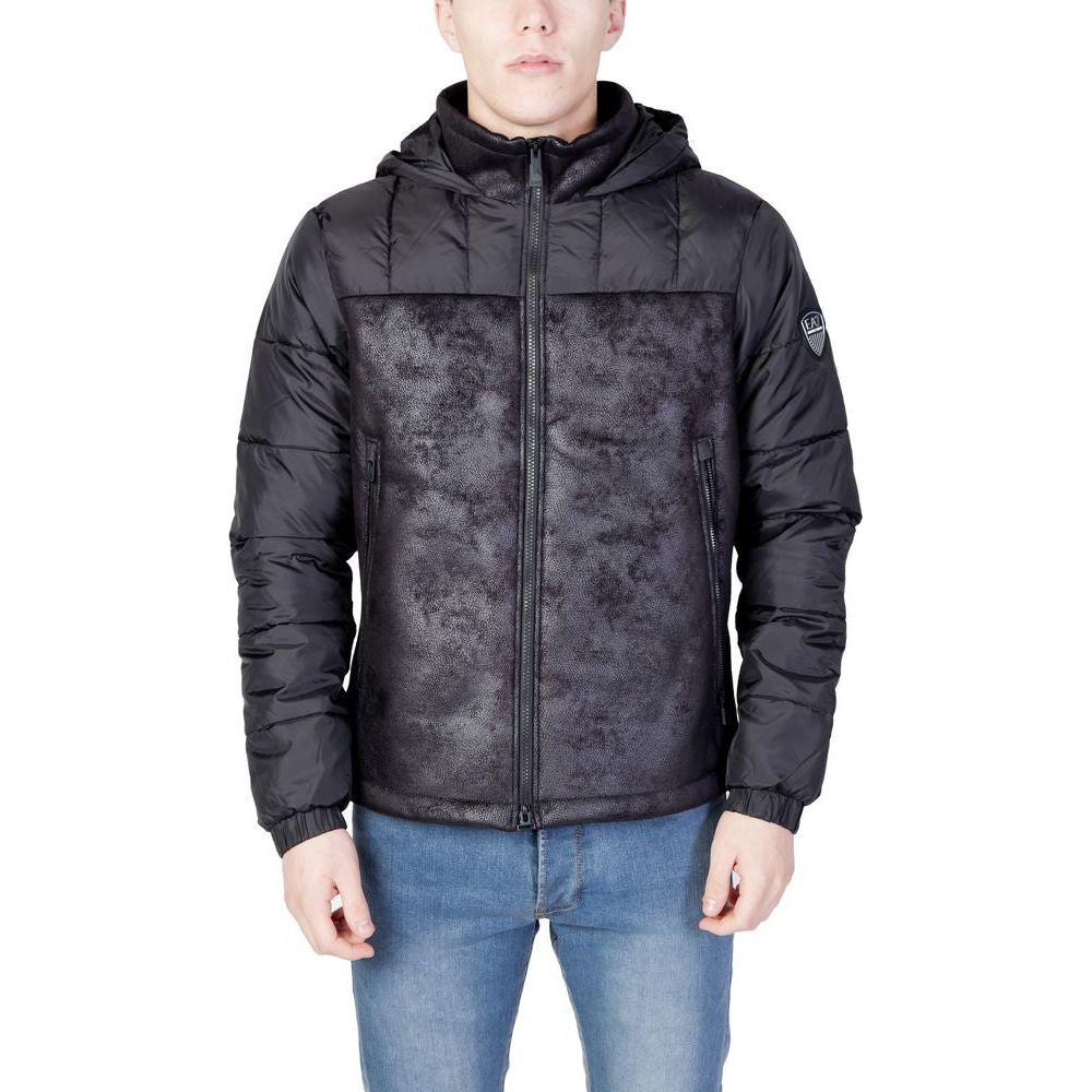 EA7 Emporio Armani Black Polyester Jacket EA7 Emporio Armani Dark Slate Gray