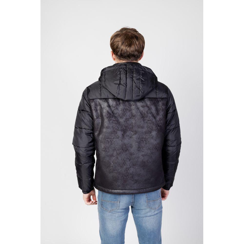 EA7 Emporio Armani Black Polyester Jacket EA7 Emporio Armani Light Gray