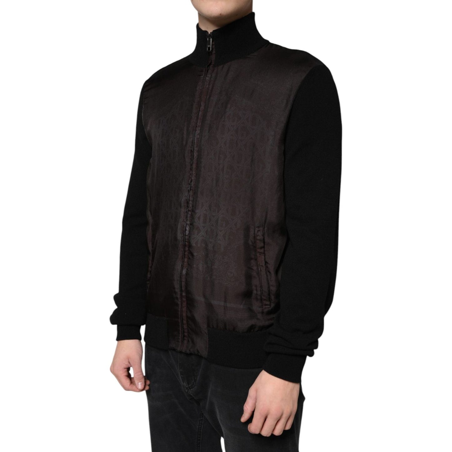 Dolce & Gabbana Black Logo Monogram Full Zip Bomber Jacket Dolce & Gabbana Black