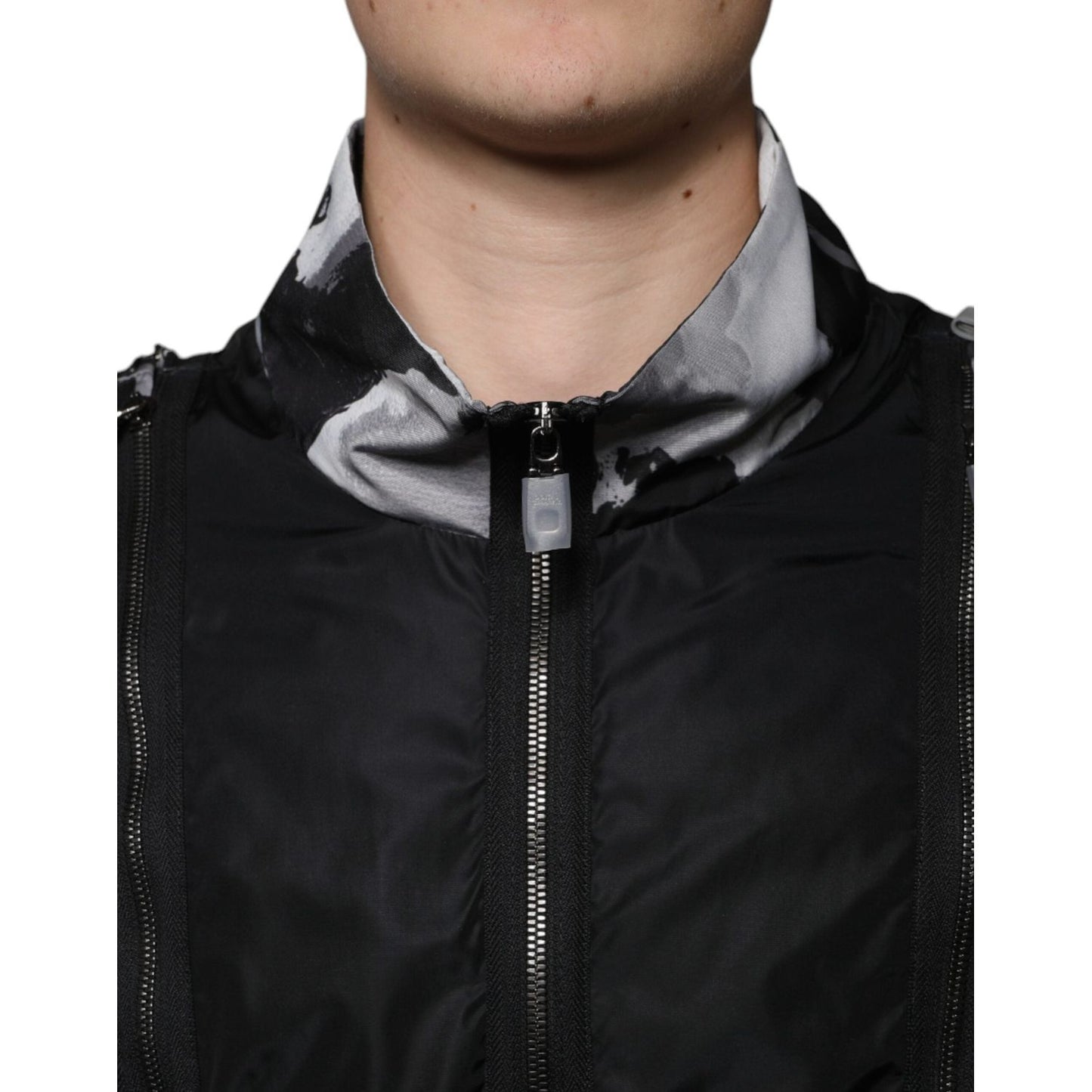 Dolce & Gabbana Black Nylon Full Zip Men Bomber Jacket Dolce & Gabbana Black