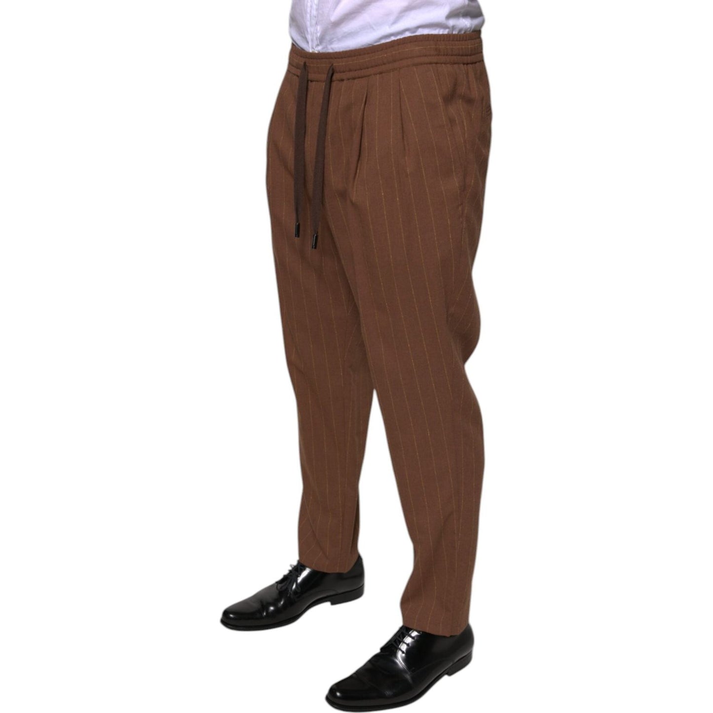 Dolce & Gabbana Brown Stripes Skinny Men Dress Pants Dolce & Gabbana Dark Olive Green