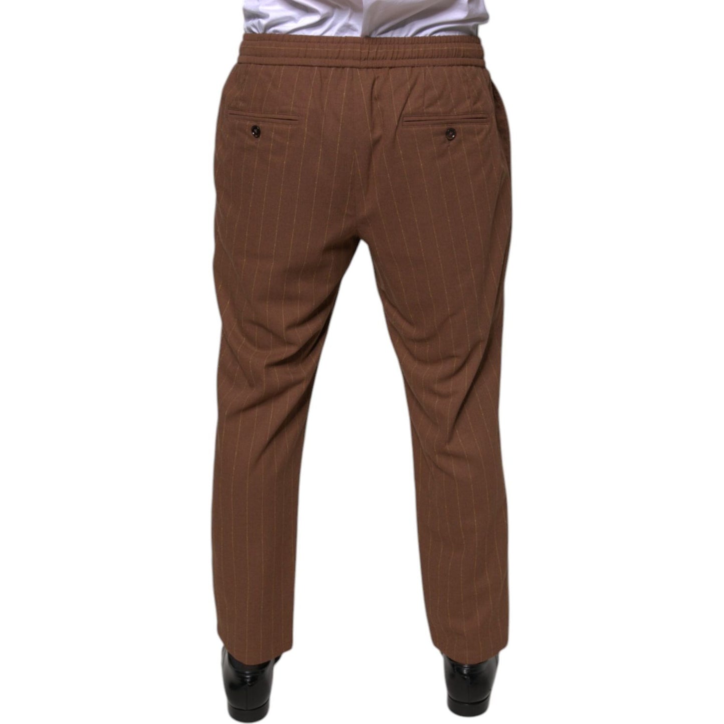 Dolce & Gabbana Brown Stripes Skinny Men Dress Pants Dolce & Gabbana Dark Olive Green