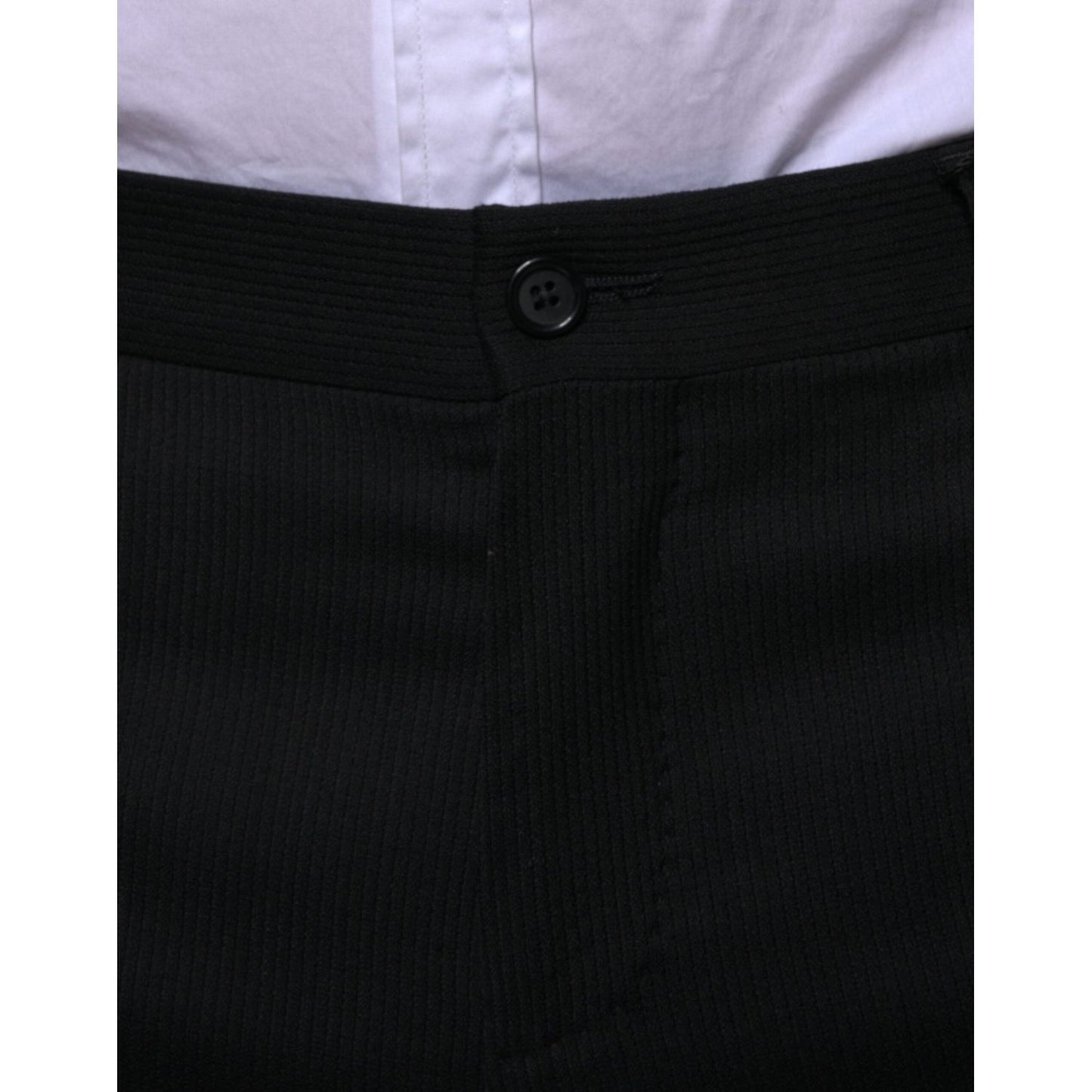 Dolce & Gabbana Black Wool Skinny Formal Dress Pants Dolce & Gabbana Gray