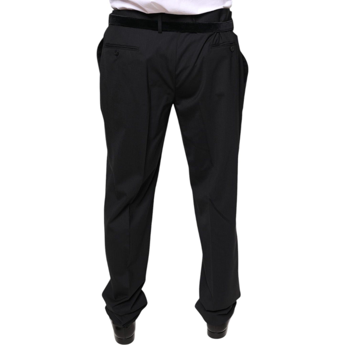 Dolce & Gabbana Black Wool Men Formal Dress Pants Dolce & Gabbana Black